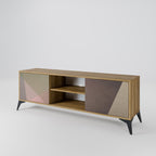 BEIGE GEOMETRY 2-Door TV Stand in Oak Effect
