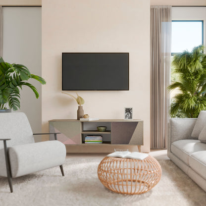 BEIGE GEOMETRY Móvel de TV de 2 Portas