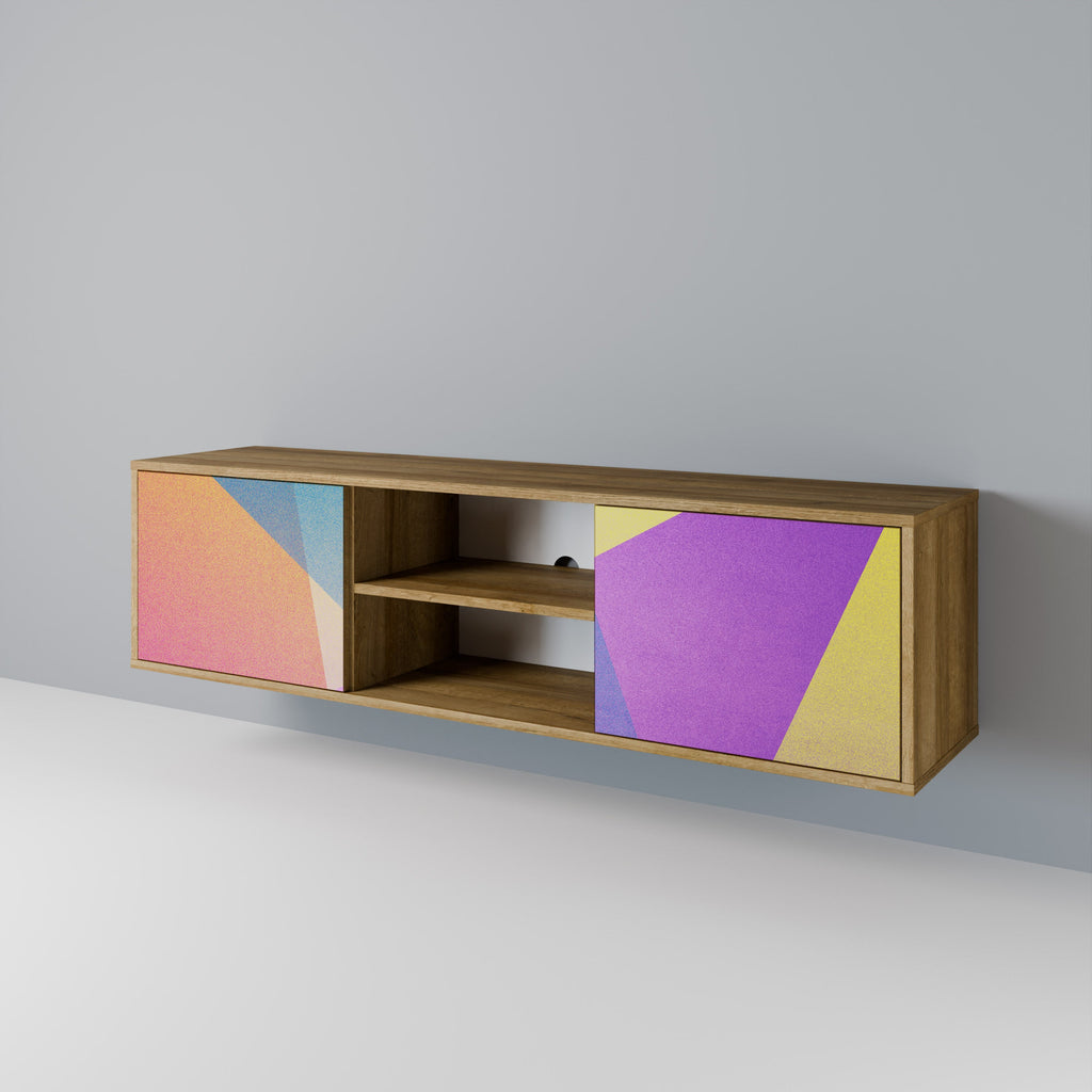 BRIGHT GEOMETRY 2-Door TV Stand in Oak Effect