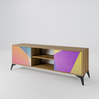 BRIGHT GEOMETRY 2-Door TV Stand in Oak Effect