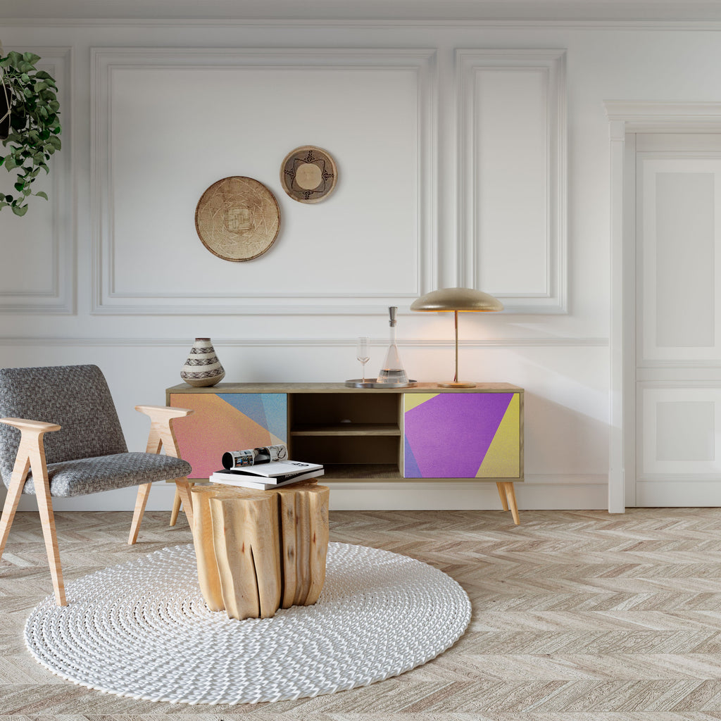 BRIGHT GEOMETRY 2-Door TV Stand in Oak Effect