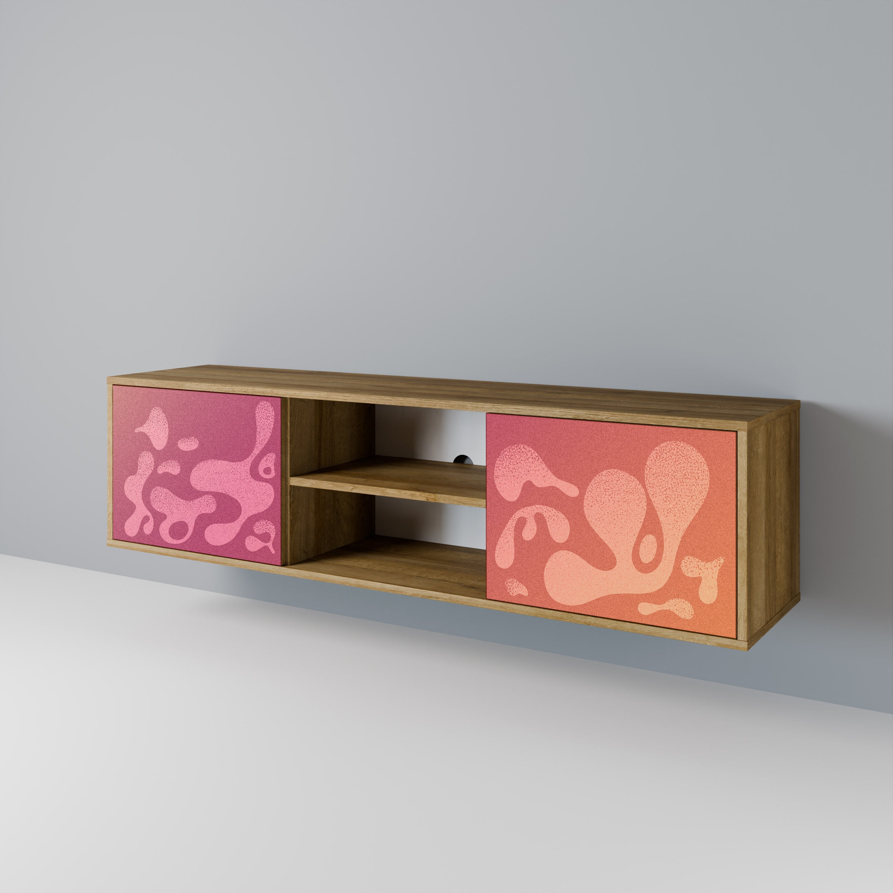 IRREGULAR PINK 2-Door TV Stand in Oak Effect