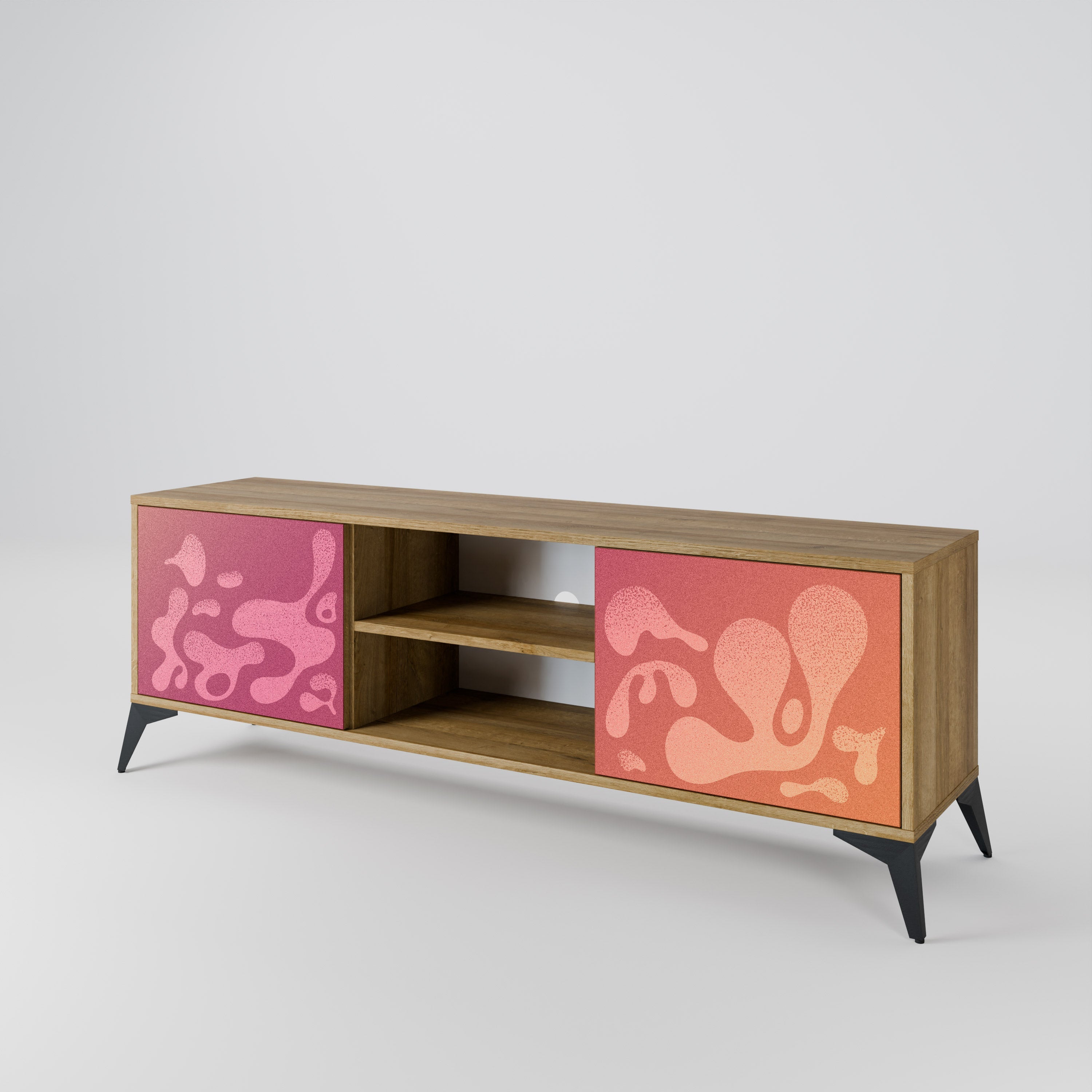 IRREGULAR PINK 2-Door TV Stand in Oak Effect