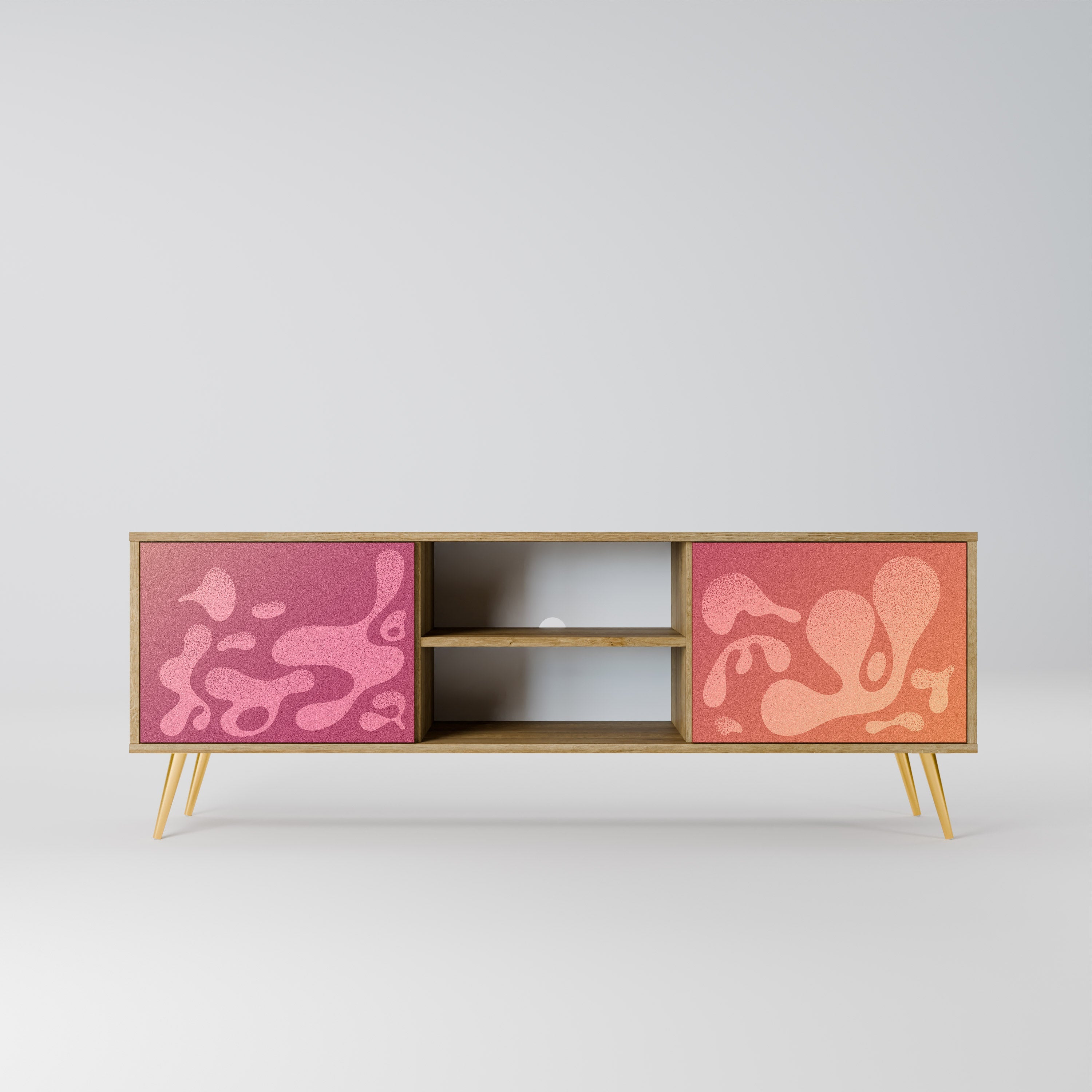 IRREGULAR PINK 2-Door TV Stand in Oak Effect