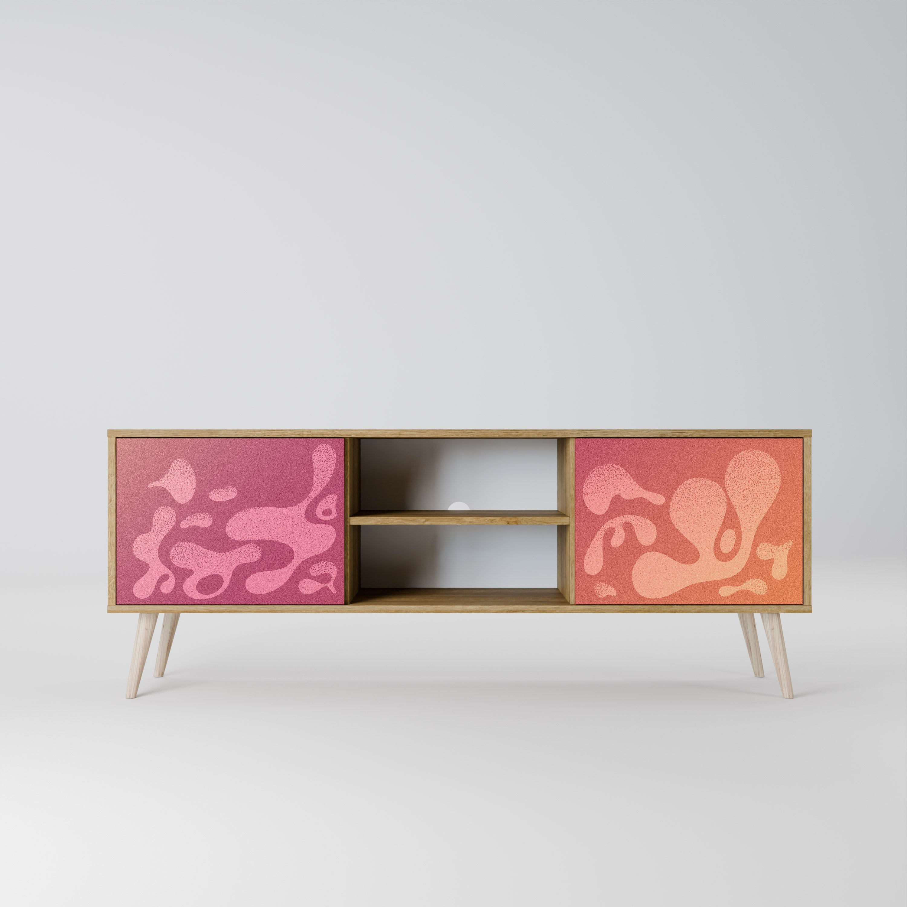 IRREGULAR PINK 2-Door TV Stand in Oak Effect