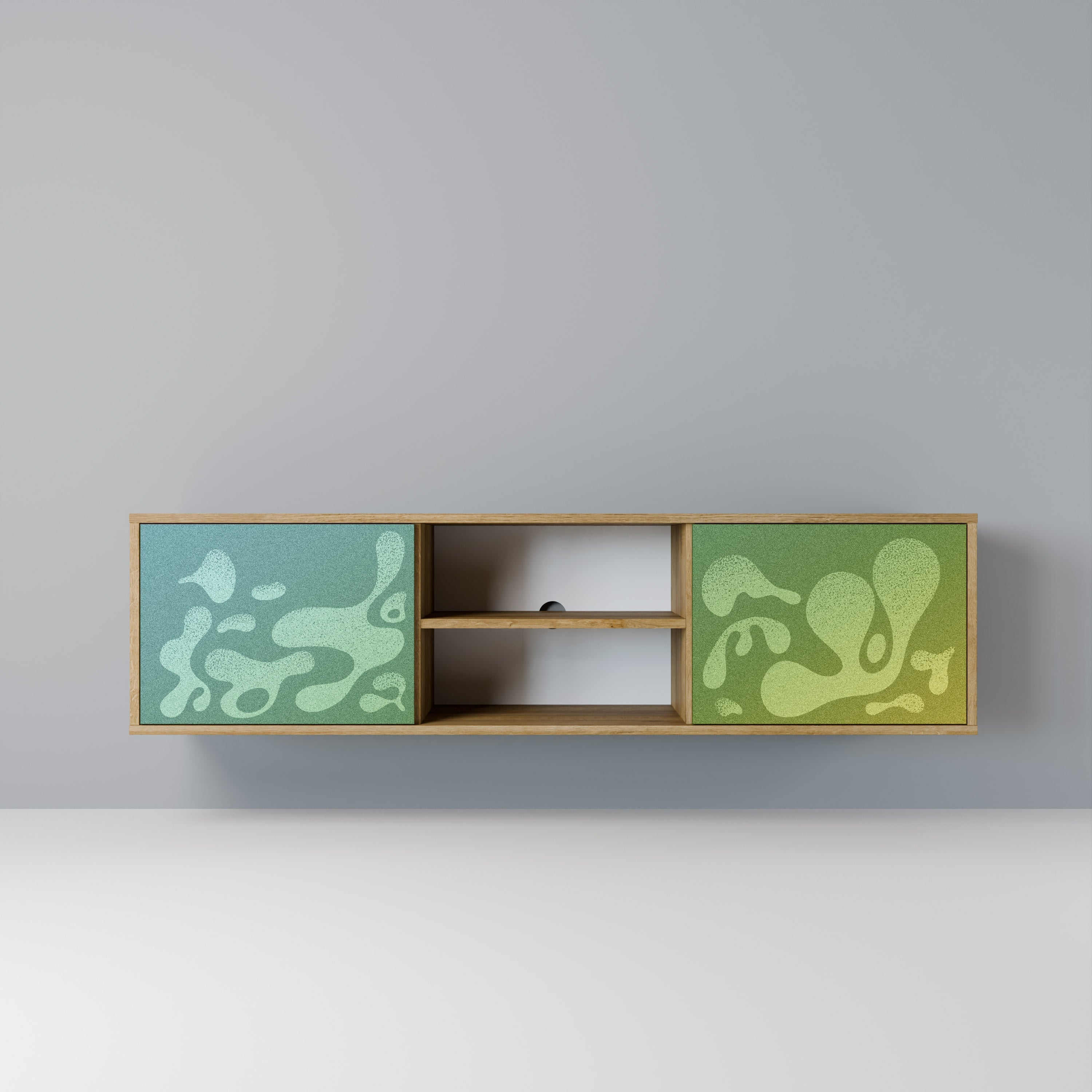 IRREGULAR BLUE 2-Door TV Stand in Oak Effect