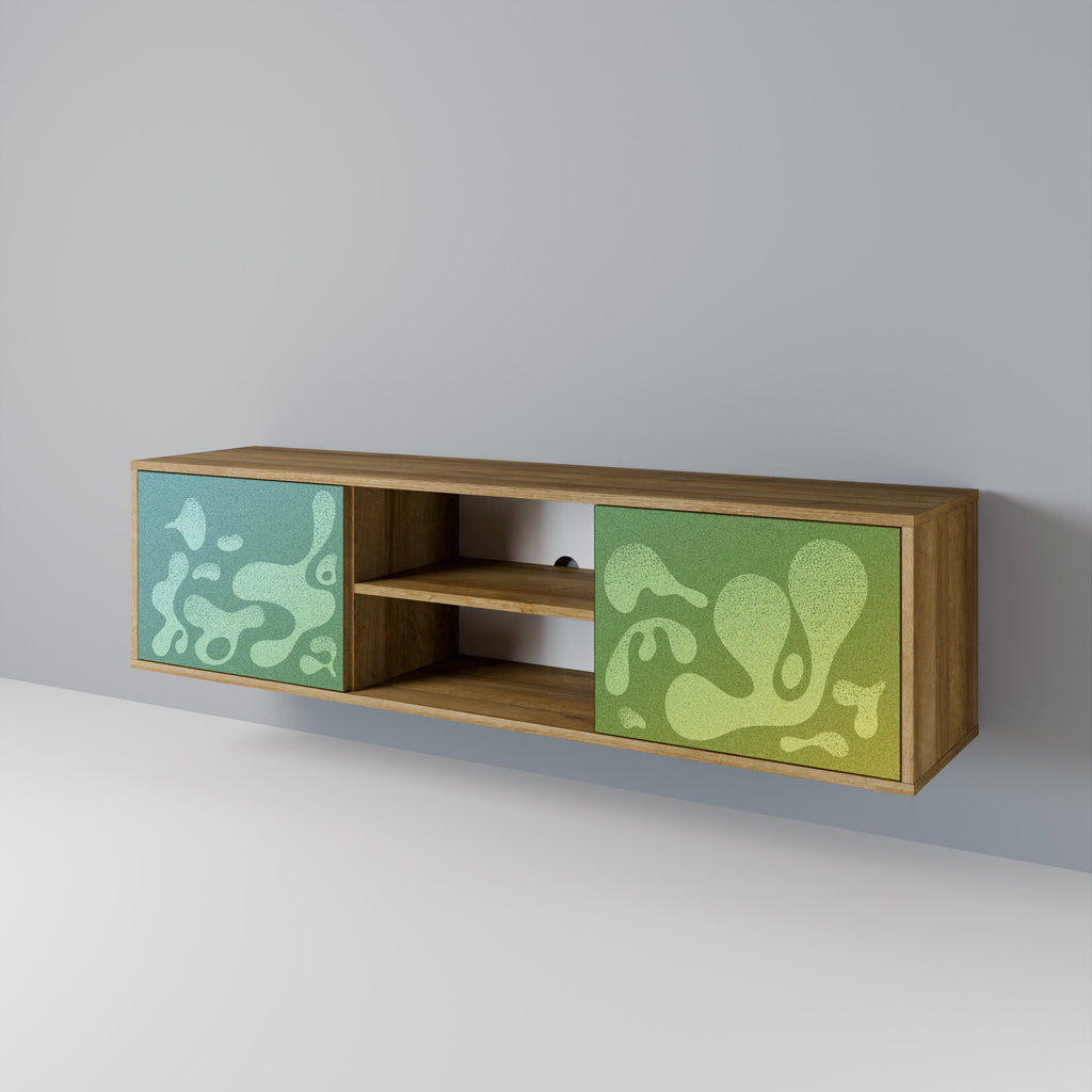 IRREGULAR BLUE 2-Door TV Stand in Oak Effect