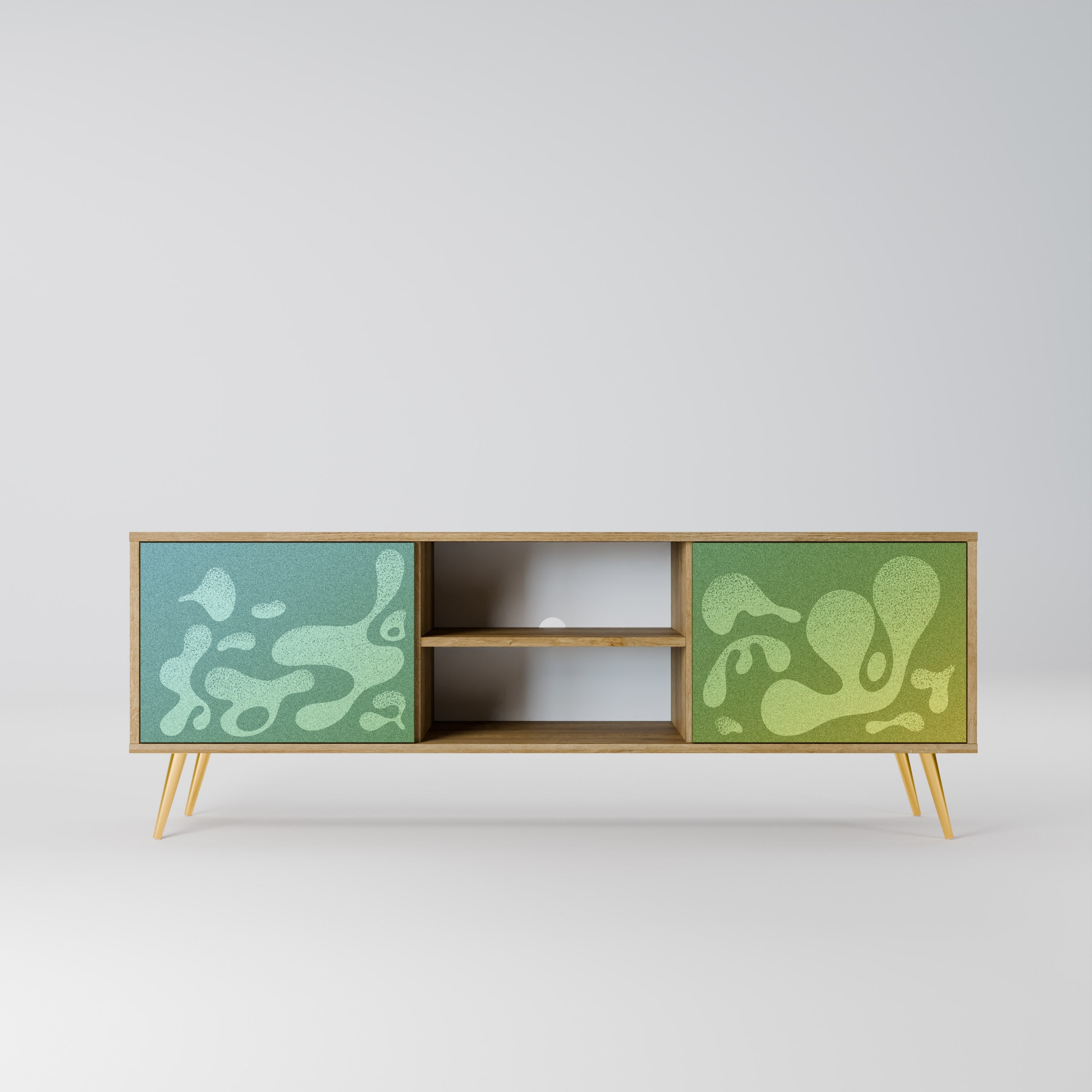 IRREGULAR BLUE 2-Door TV Stand in Oak Effect