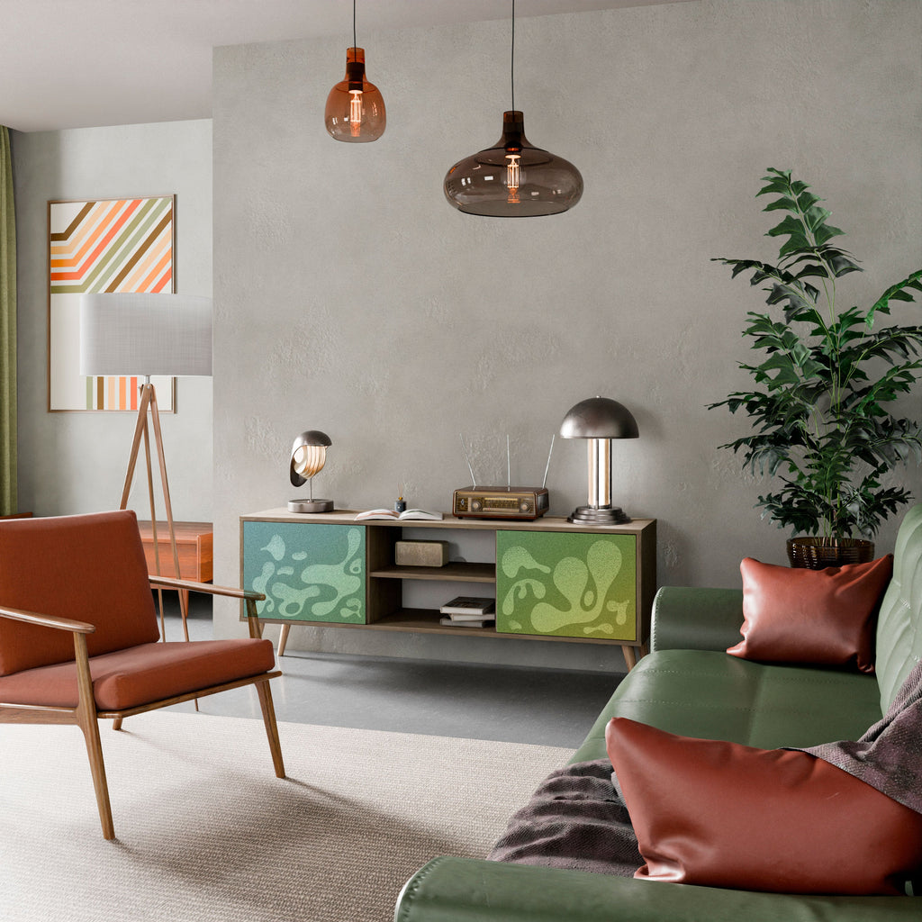 IRREGULAR BLUE 2-Door TV Stand in Oak Effect