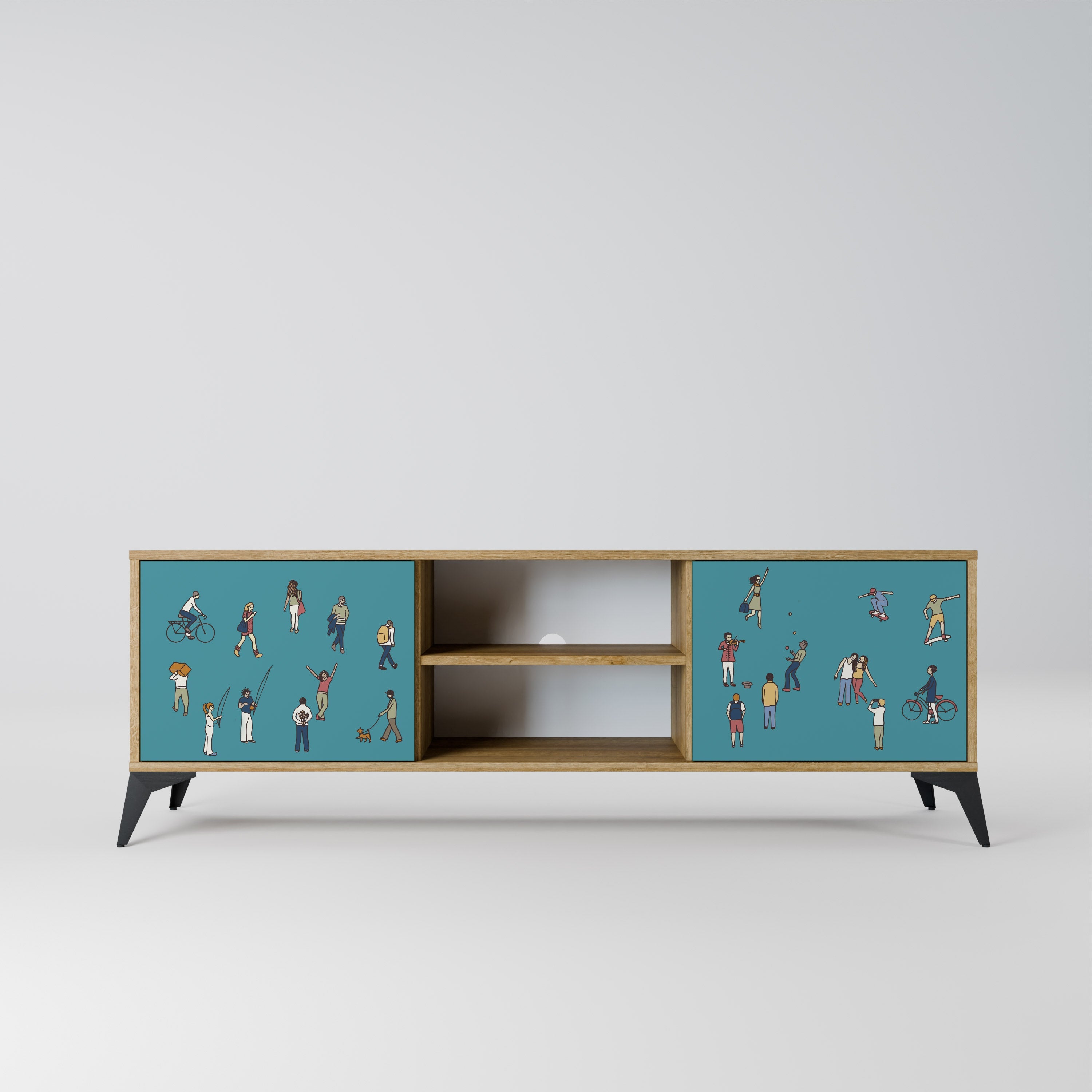 COLLECTIVE STREAM 2-Door TV Stand in Oak Effect