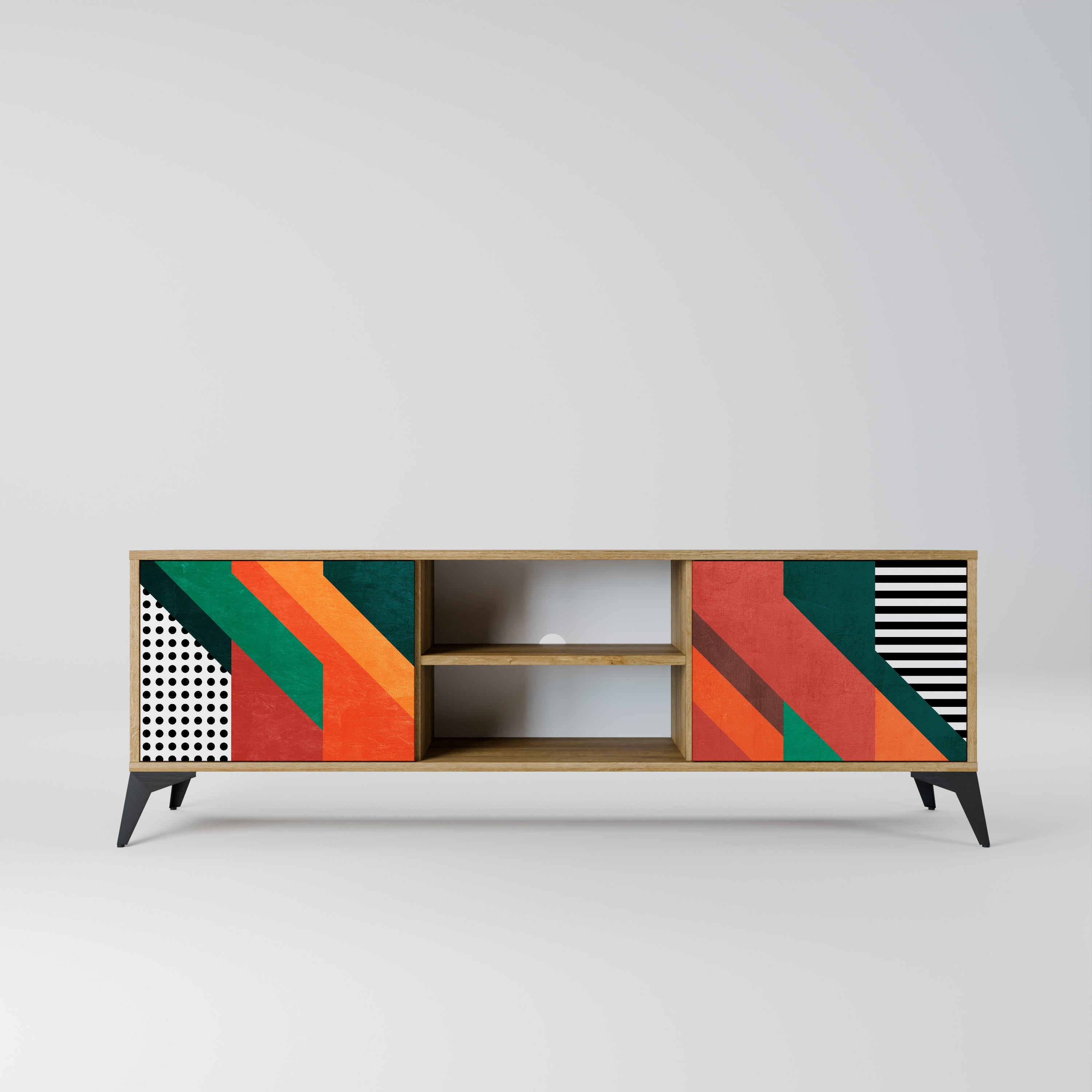 MAKESHIFT ARTISTRY 2-Door TV Stand in Oak Effect