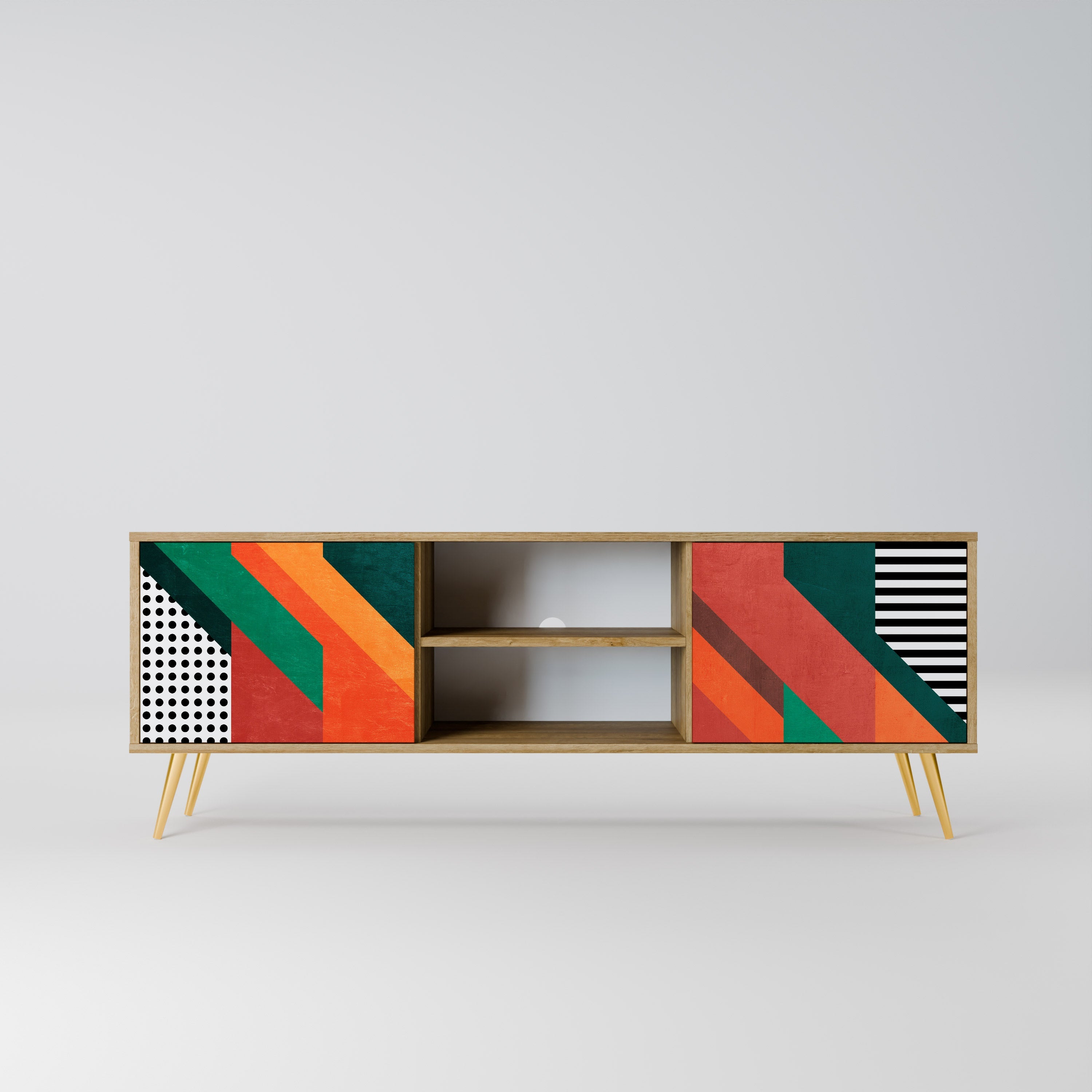 MAKESHIFT ARTISTRY 2-Door TV Stand in Oak Effect