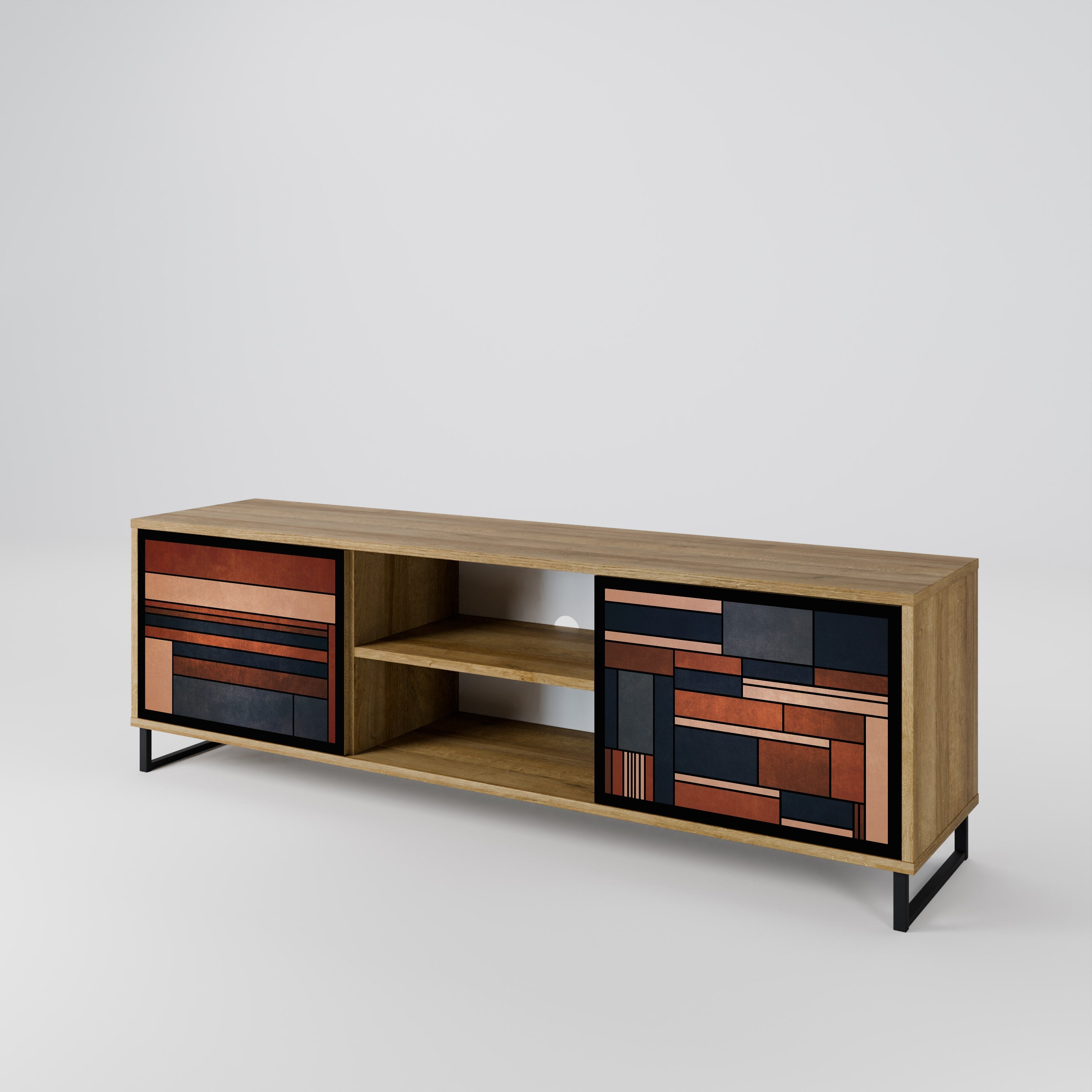 INTREPID FORMATION 2-Door TV Stand in Oak Effect