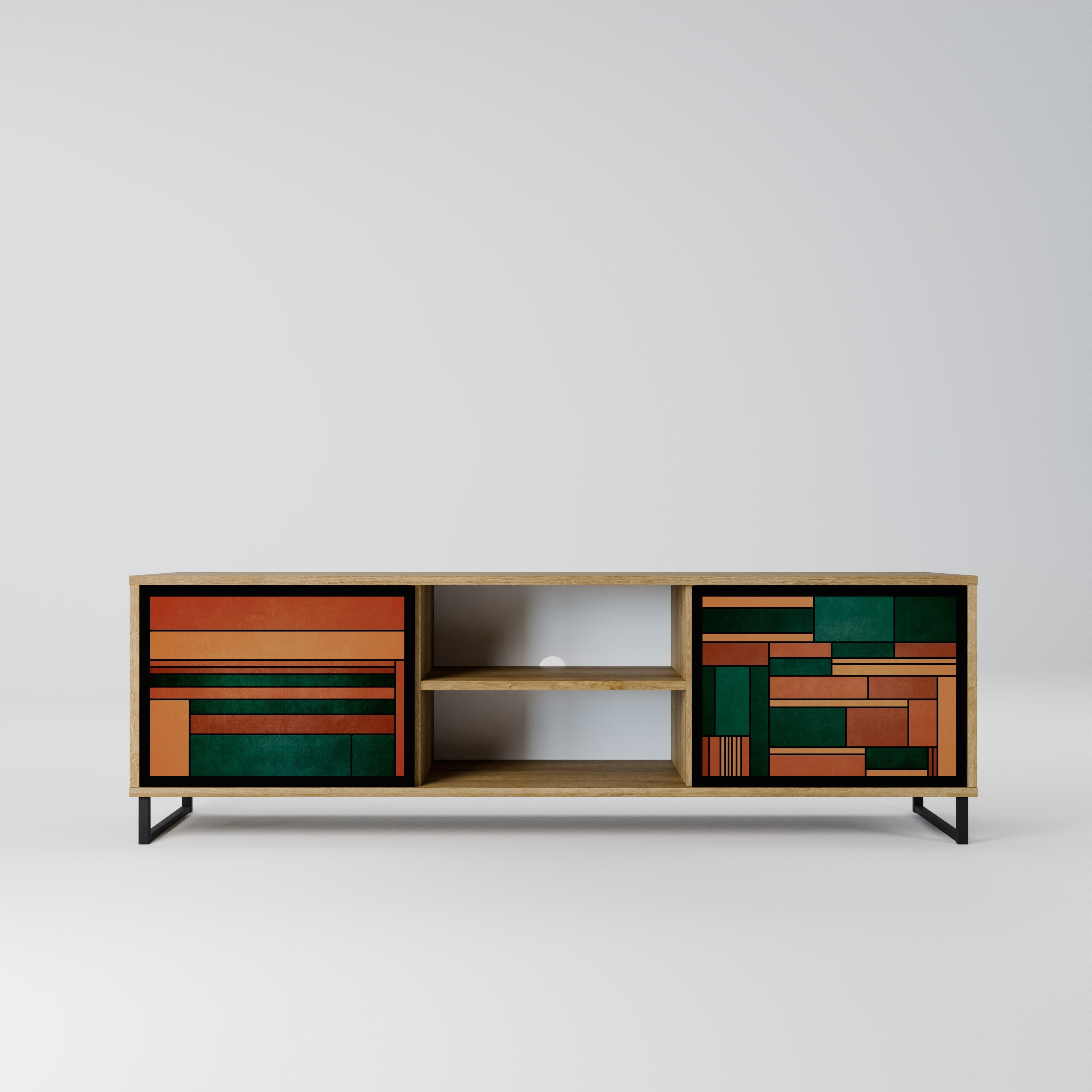 EARTHY FIGURES 2-Door TV Stand in Oak Effect