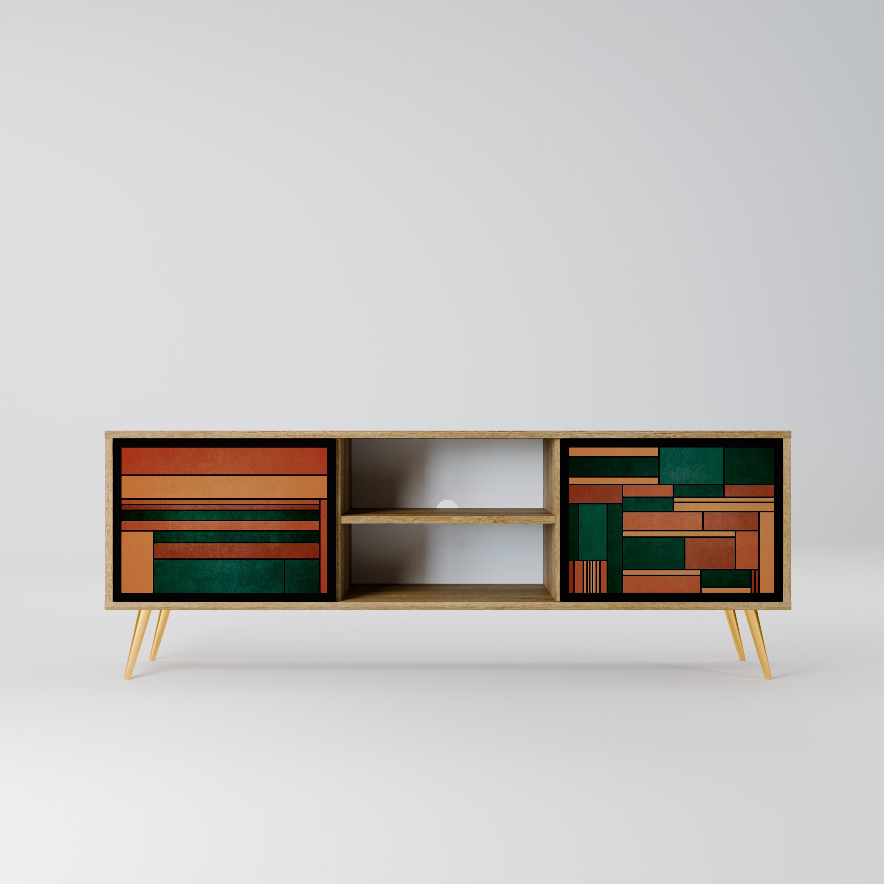 EARTHY FIGURES 2-Door TV Stand in Oak Effect