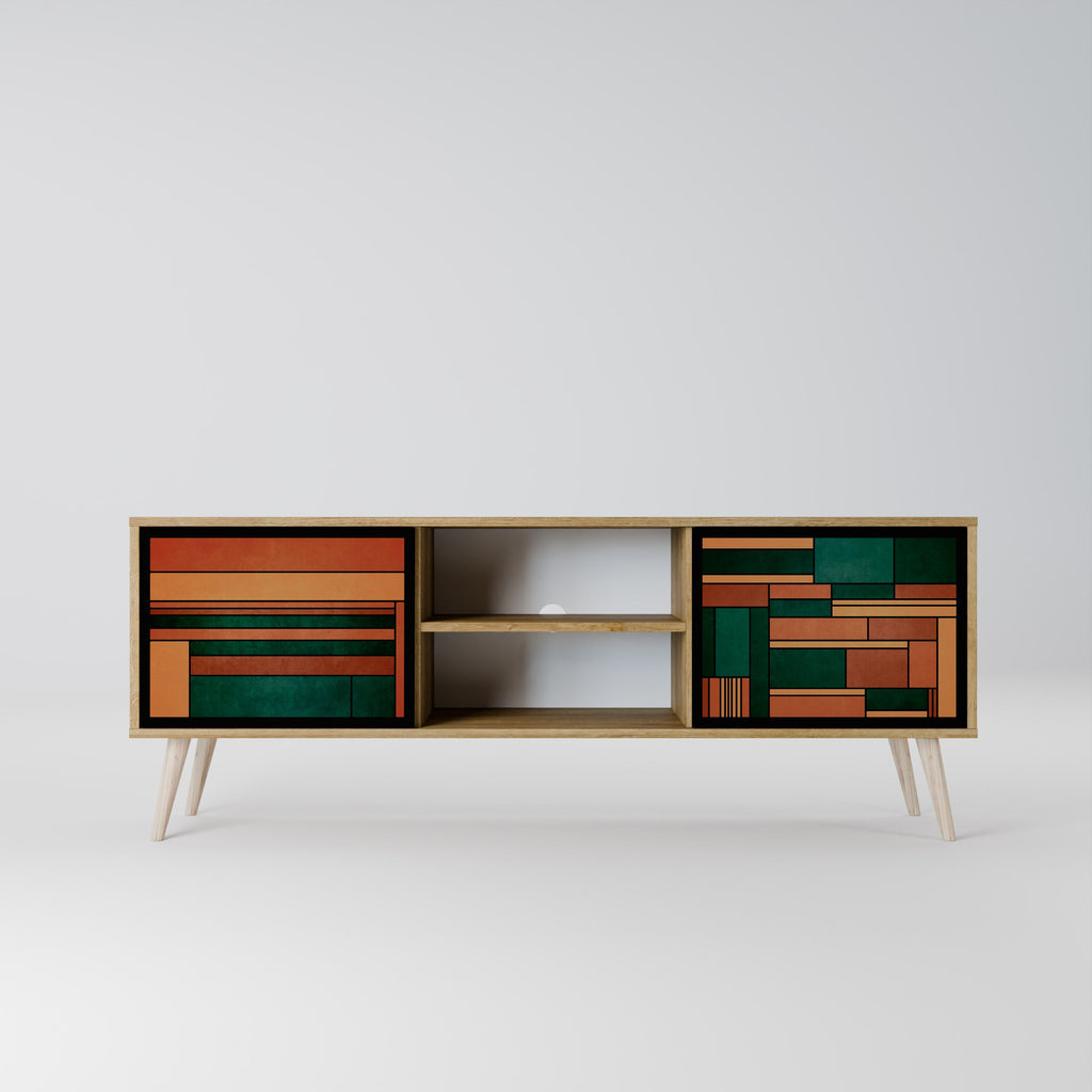 EARTHY FIGURES 2-Door TV Stand in Oak Effect