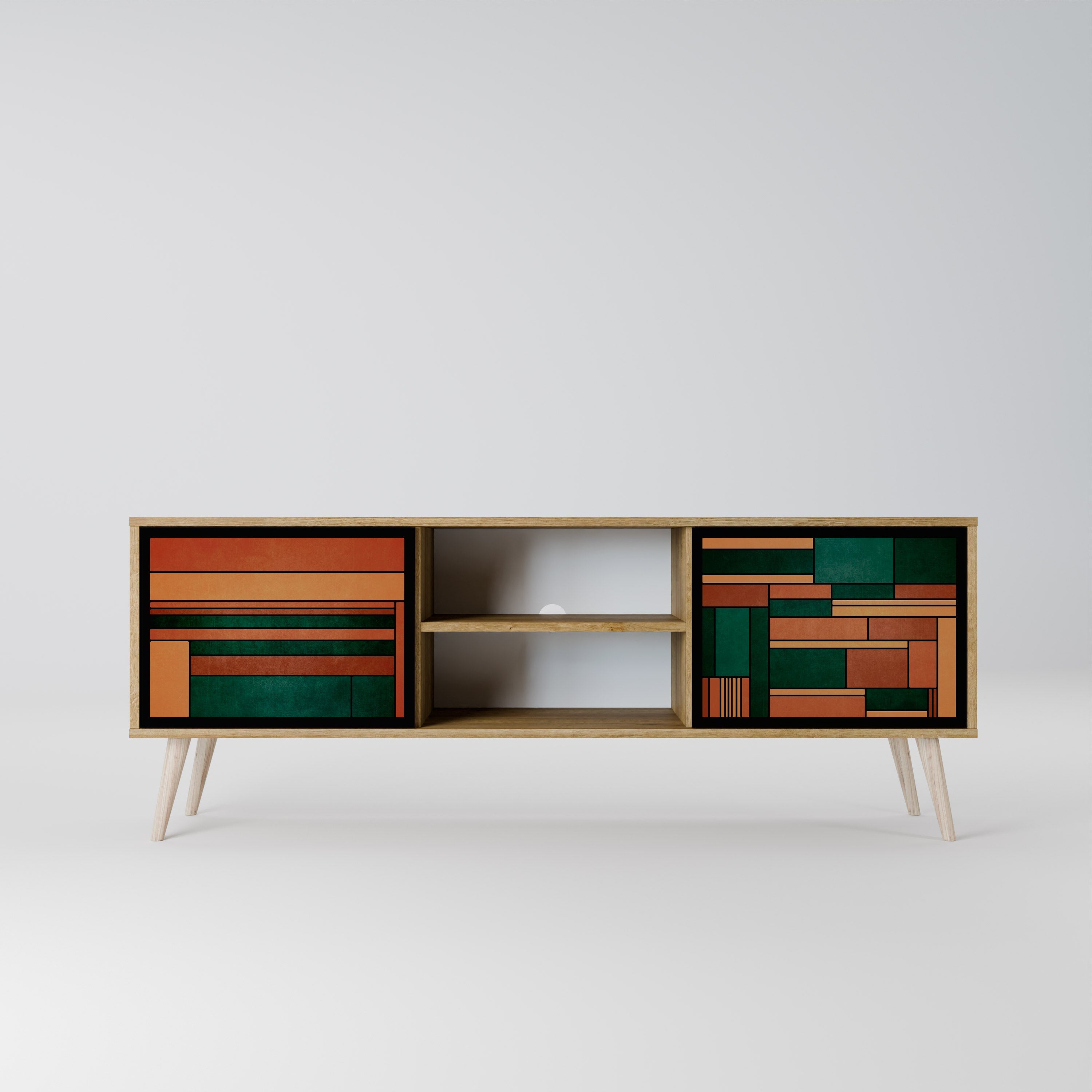 EARTHY FIGURES 2-Door TV Stand in Oak Effect