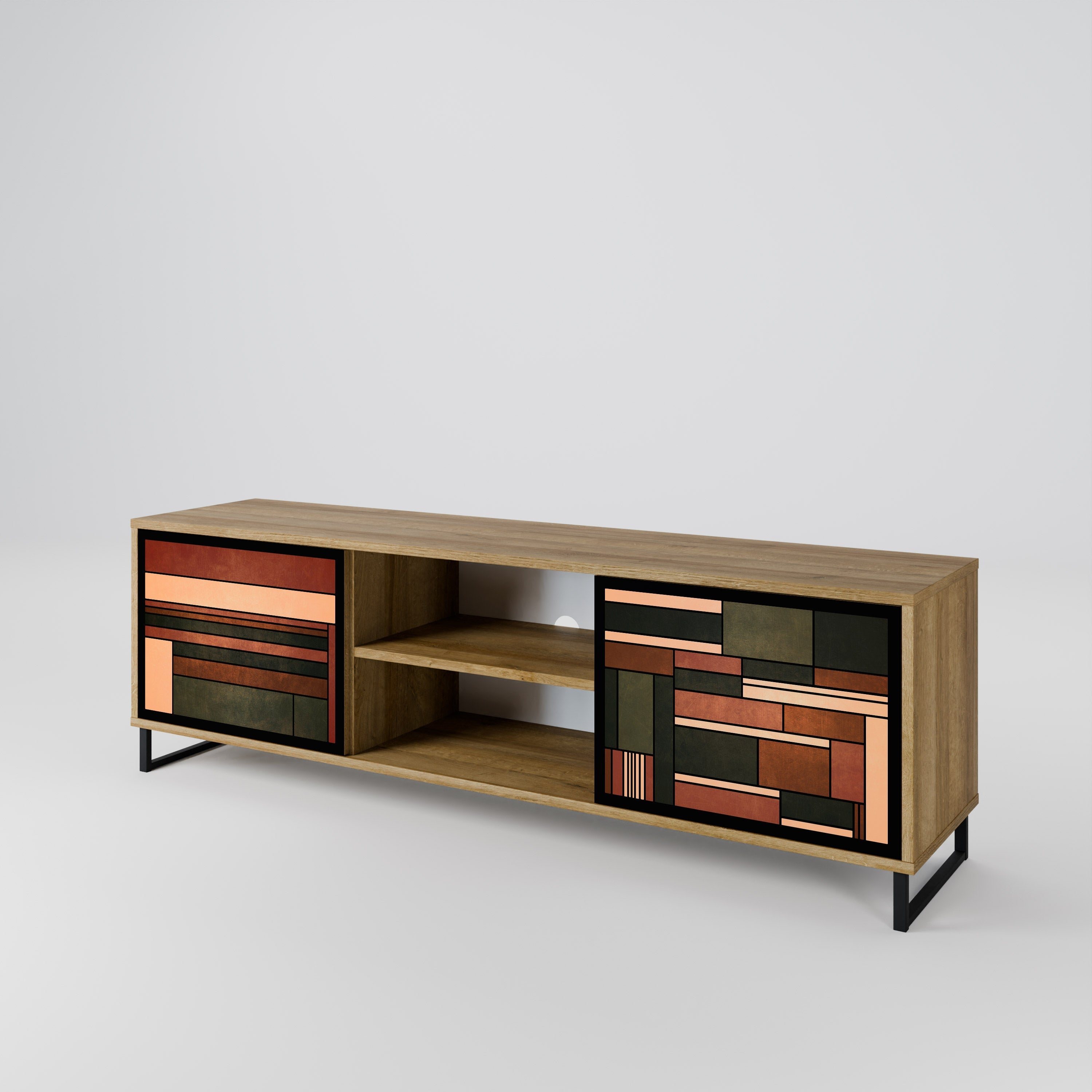 FIGURES OF NATURE 2-Door TV Stand in Oak Effect