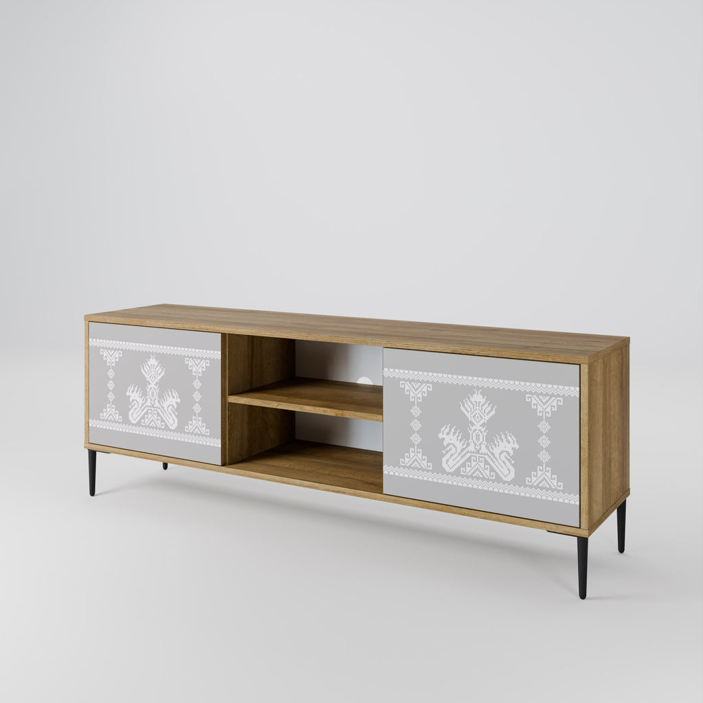 THAI GRAY 2-Door TV Stand in Oak Effect