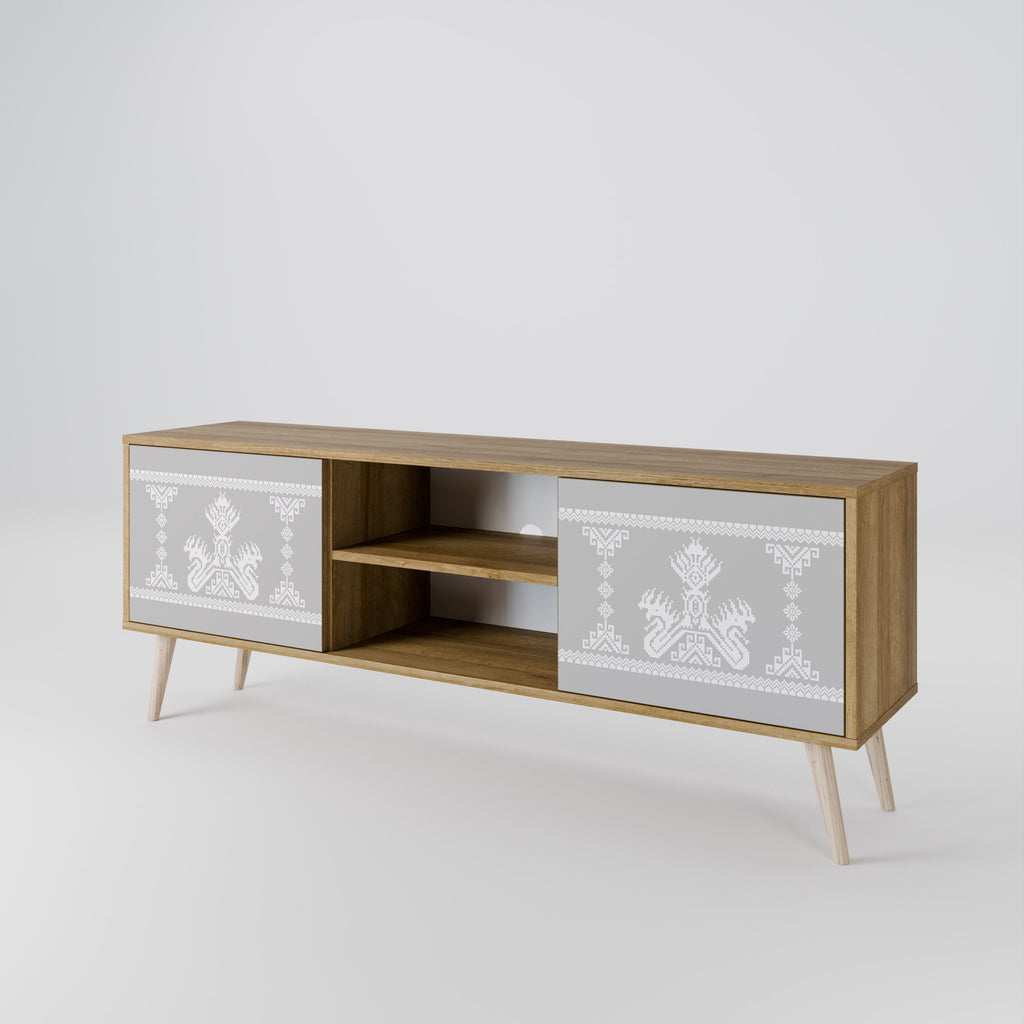 THAI GRAY 2-Door TV Stand in Oak Effect