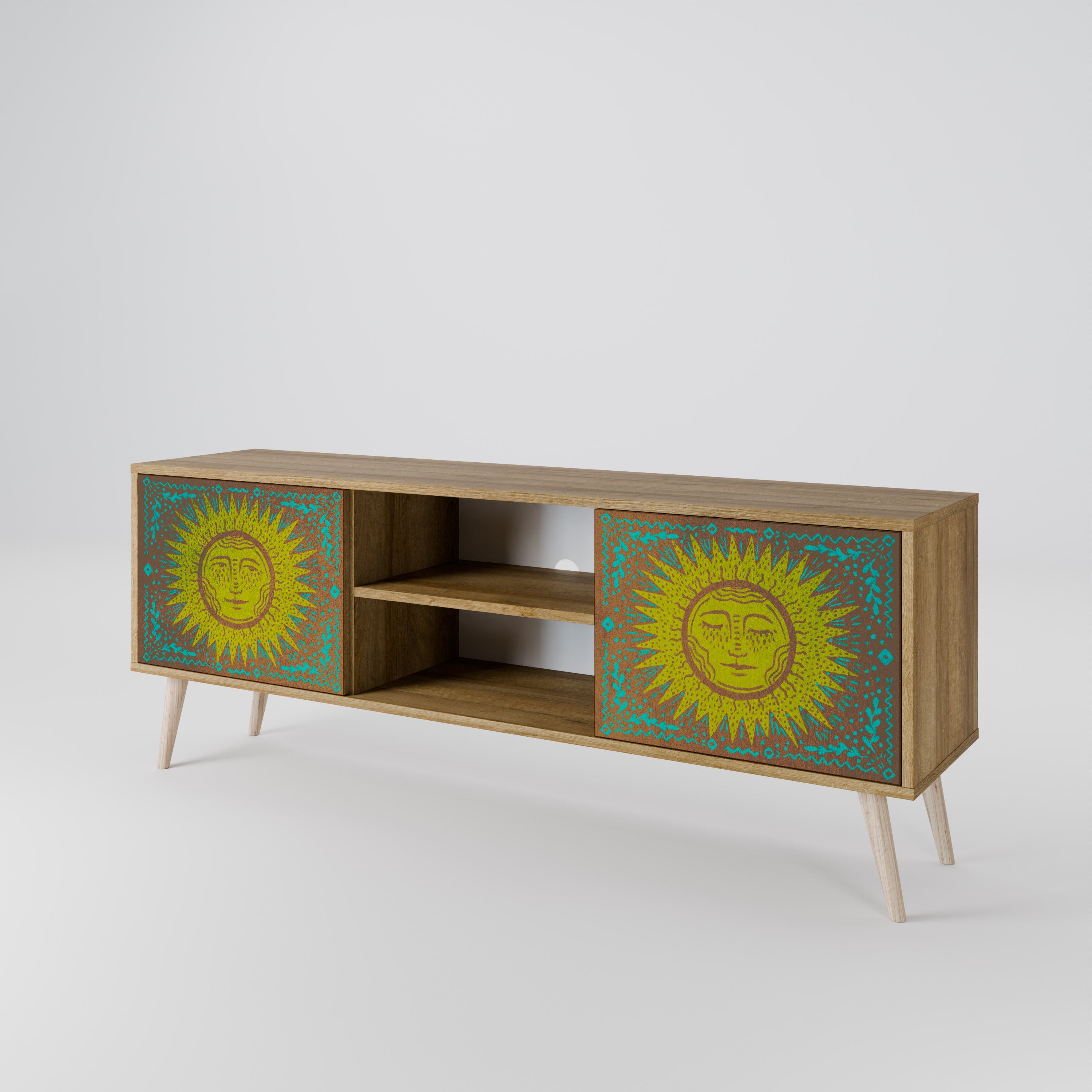 SUNSHINE EULOGY 2-Door TV Stand in Oak Effect