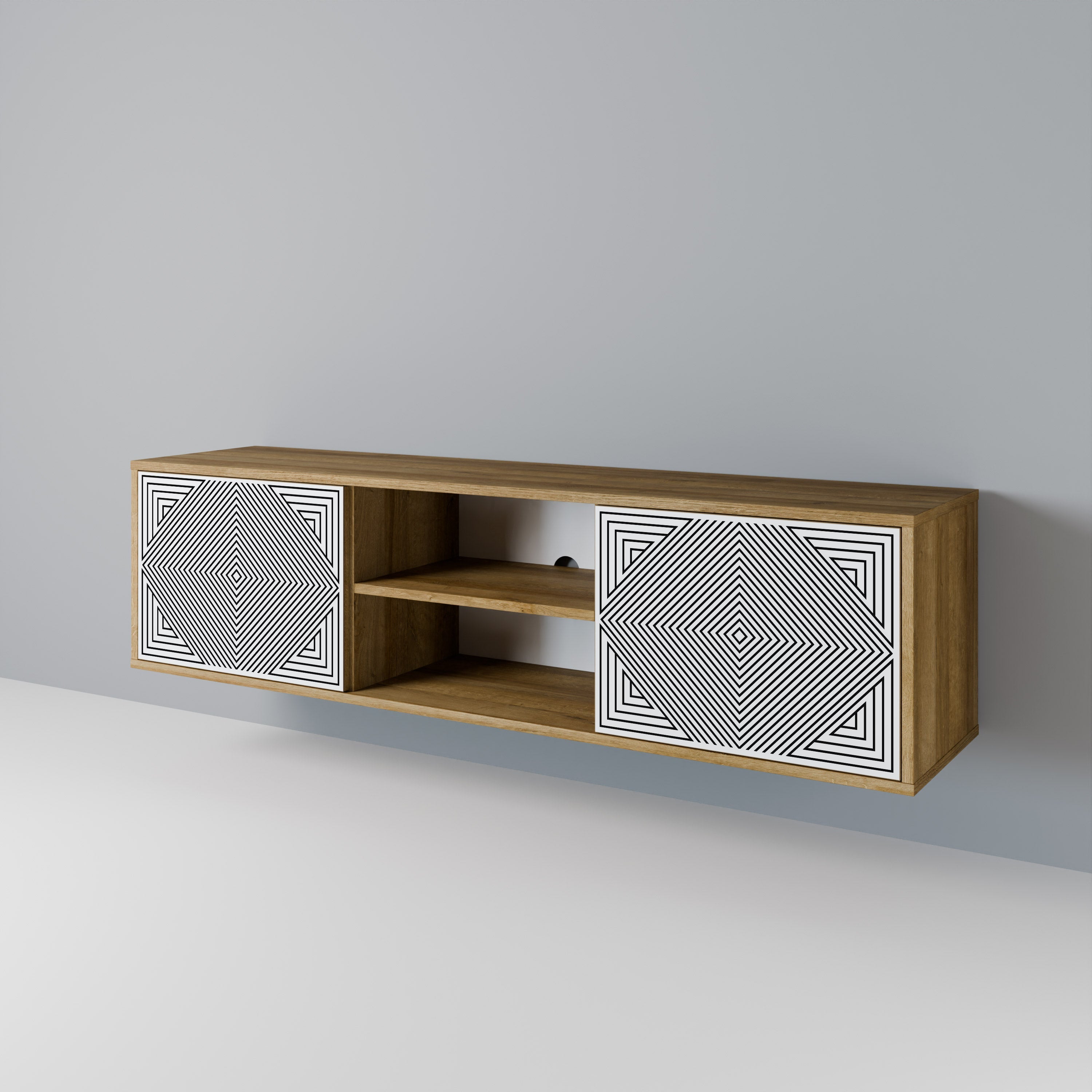 POLYGON ILLUSION 2-Door TV Stand in Oak Effect