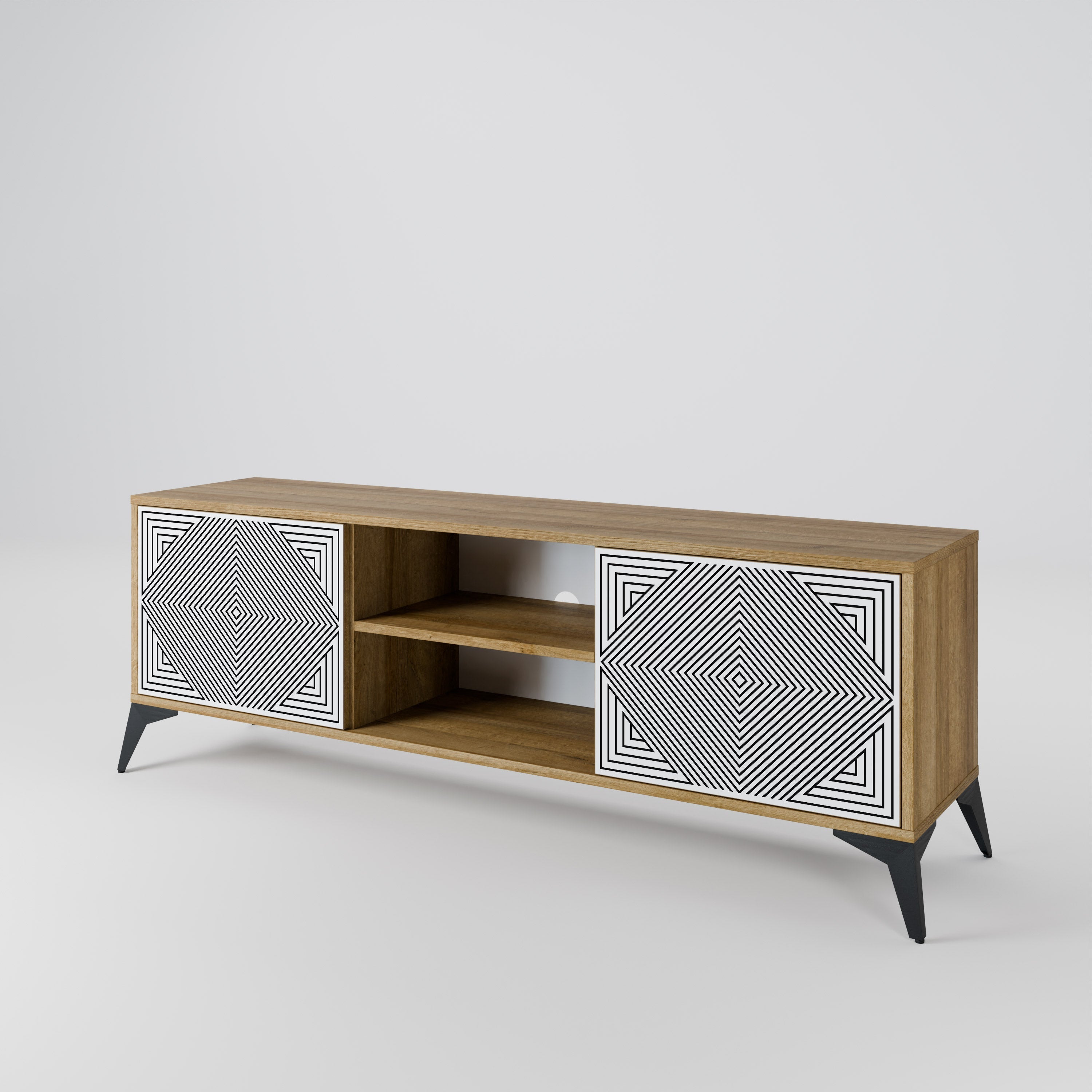 POLYGON ILLUSION 2-Door TV Stand in Oak Effect