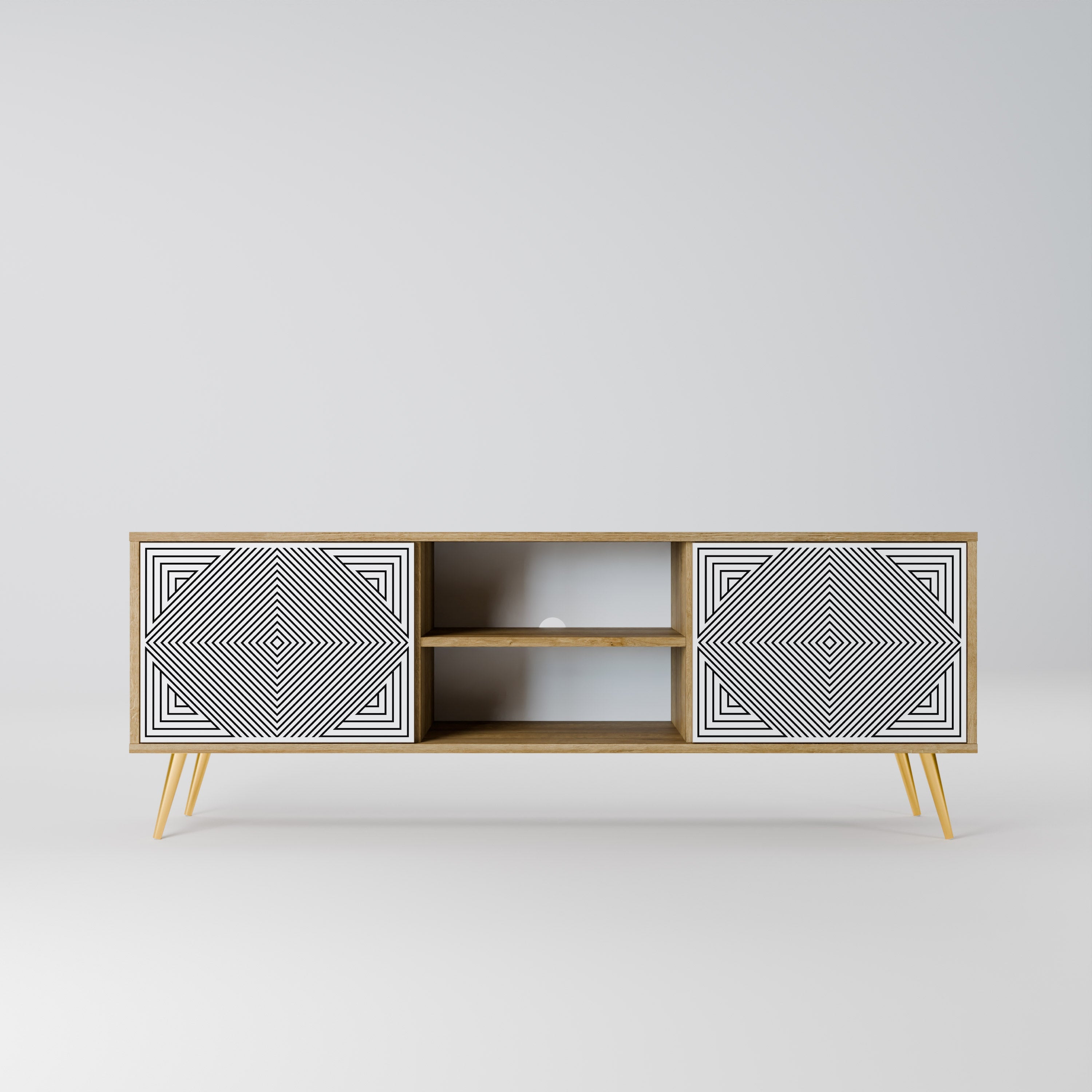 POLYGON ILLUSION 2-Door TV Stand in Oak Effect
