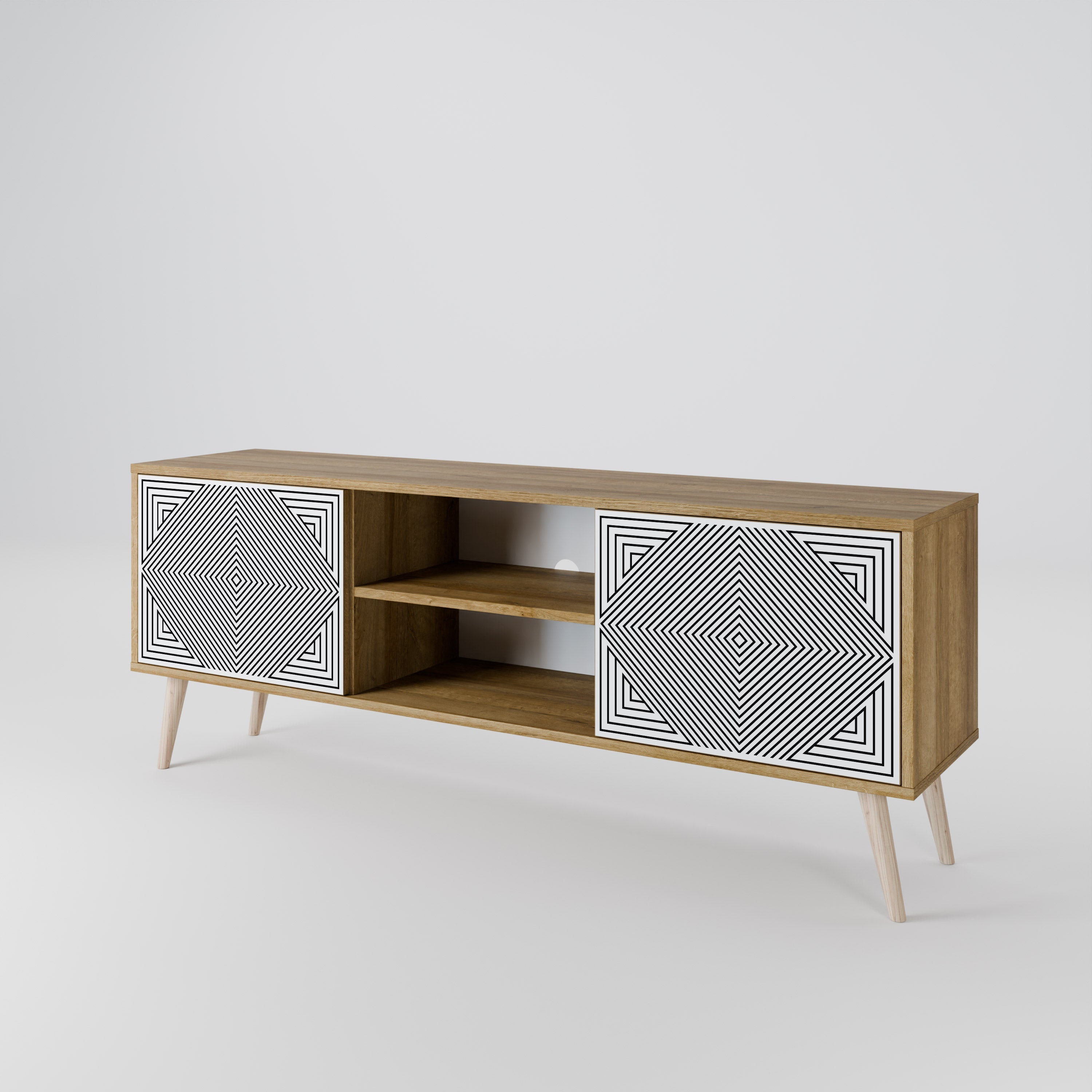 POLYGON ILLUSION 2-Door TV Stand in Oak Effect