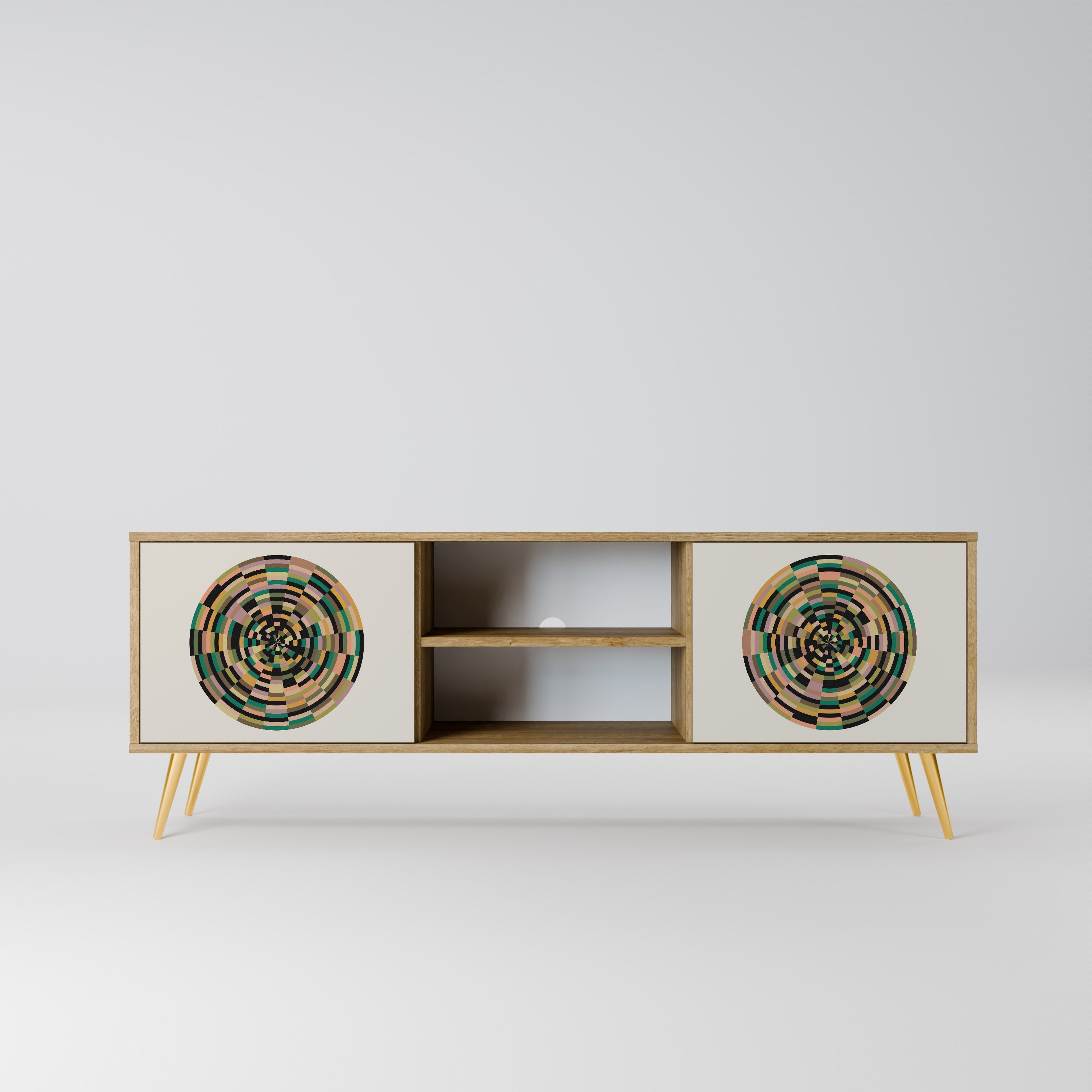 GREEN CIRCLES 2-Door TV Stand in Oak Effect