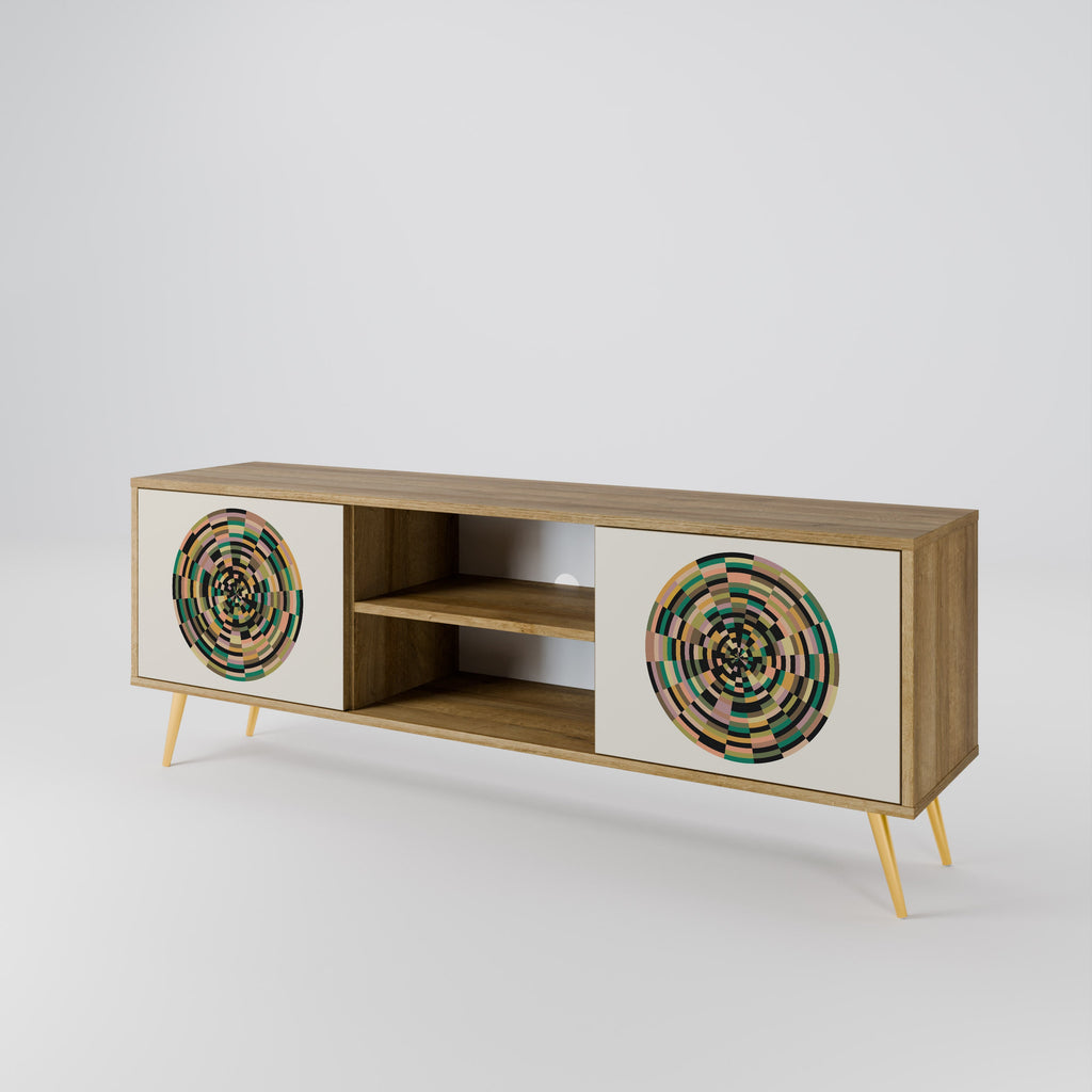 GREEN CIRCLES 2-Door TV Stand in Oak Effect