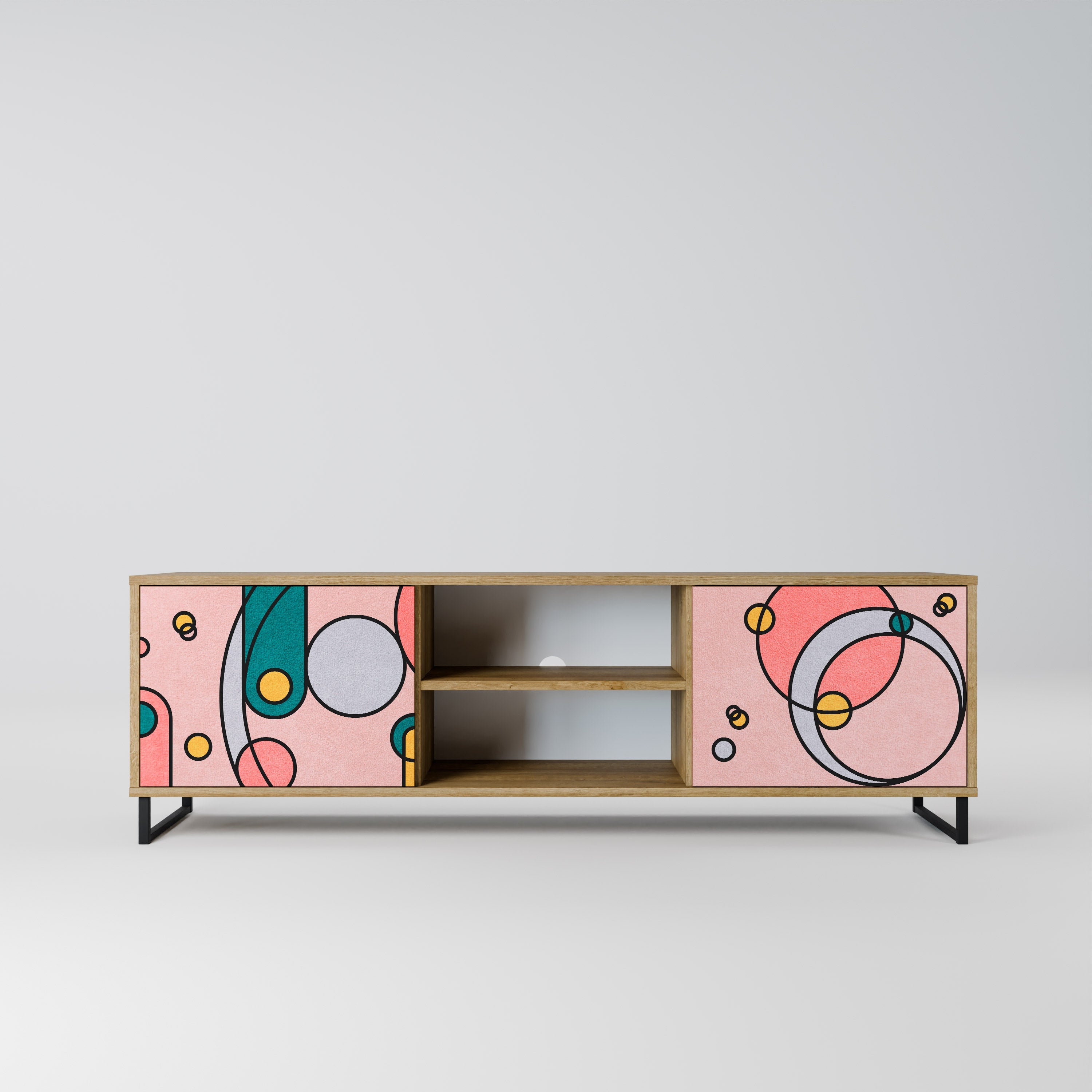 GOSSAMER ECHOES 2-Door TV Stand in Oak Effect