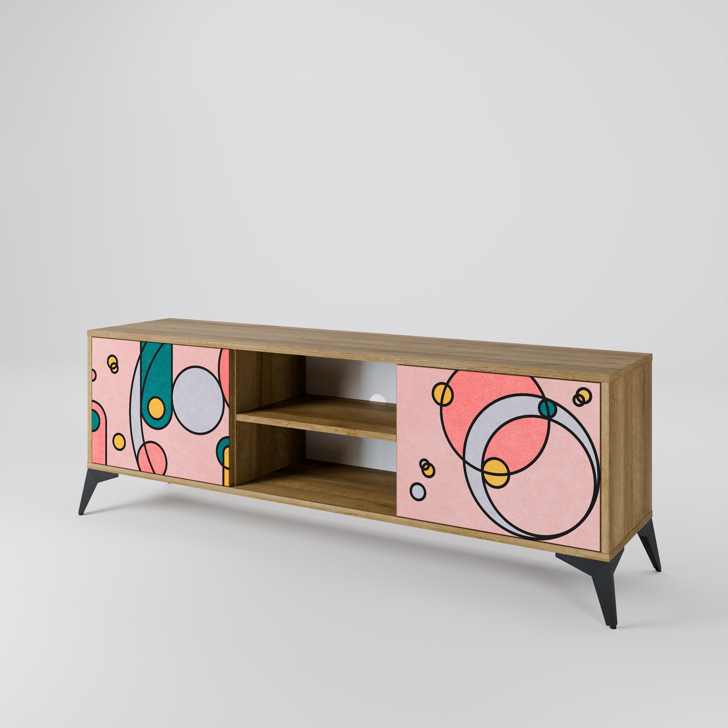 GOSSAMER ECHOES 2-Door TV Stand in Oak Effect