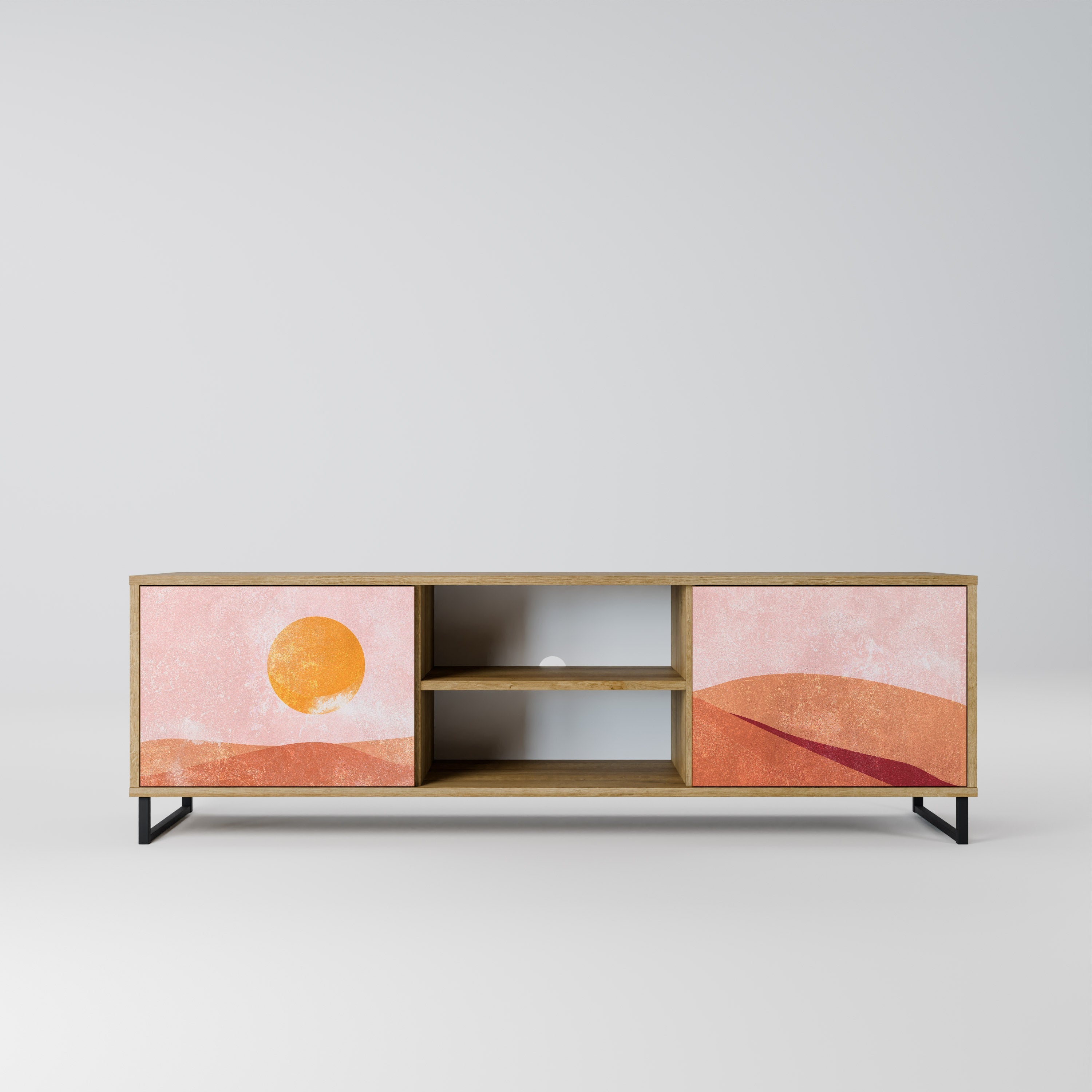 LUMINOUS SUNLIGHT 2-Door TV Stand in Oak Effect