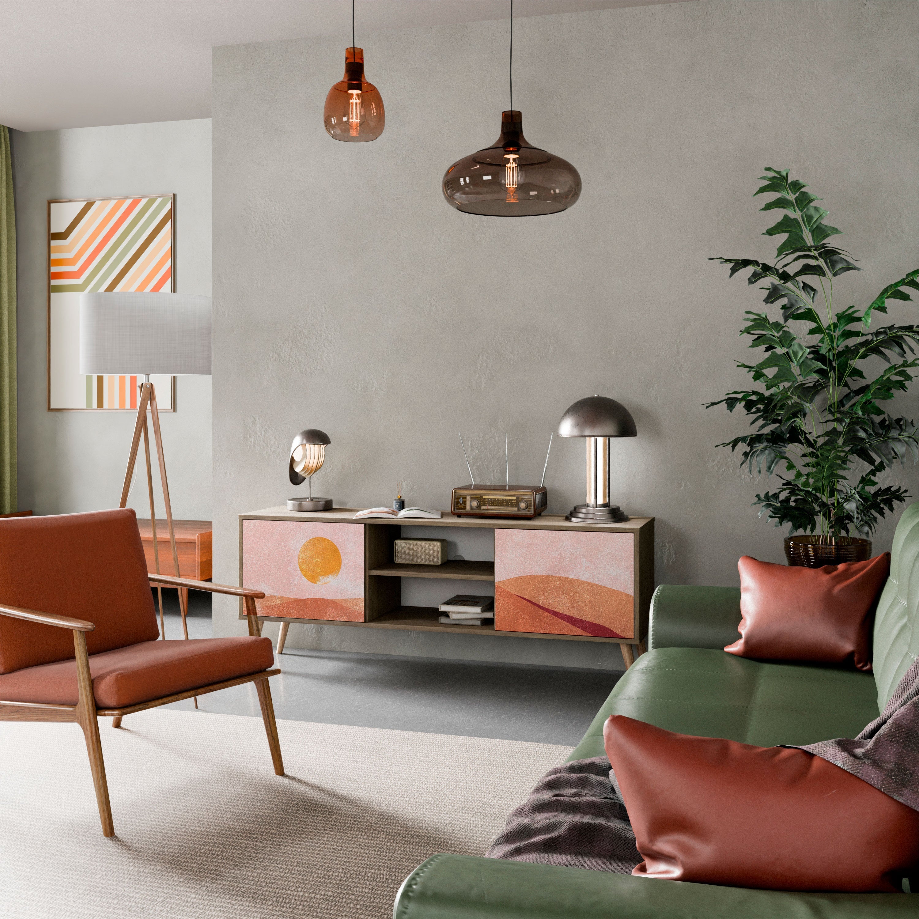 LUMINOUS SUNLIGHT Móvel de TV com 2 Portas em Efeito Carvalho