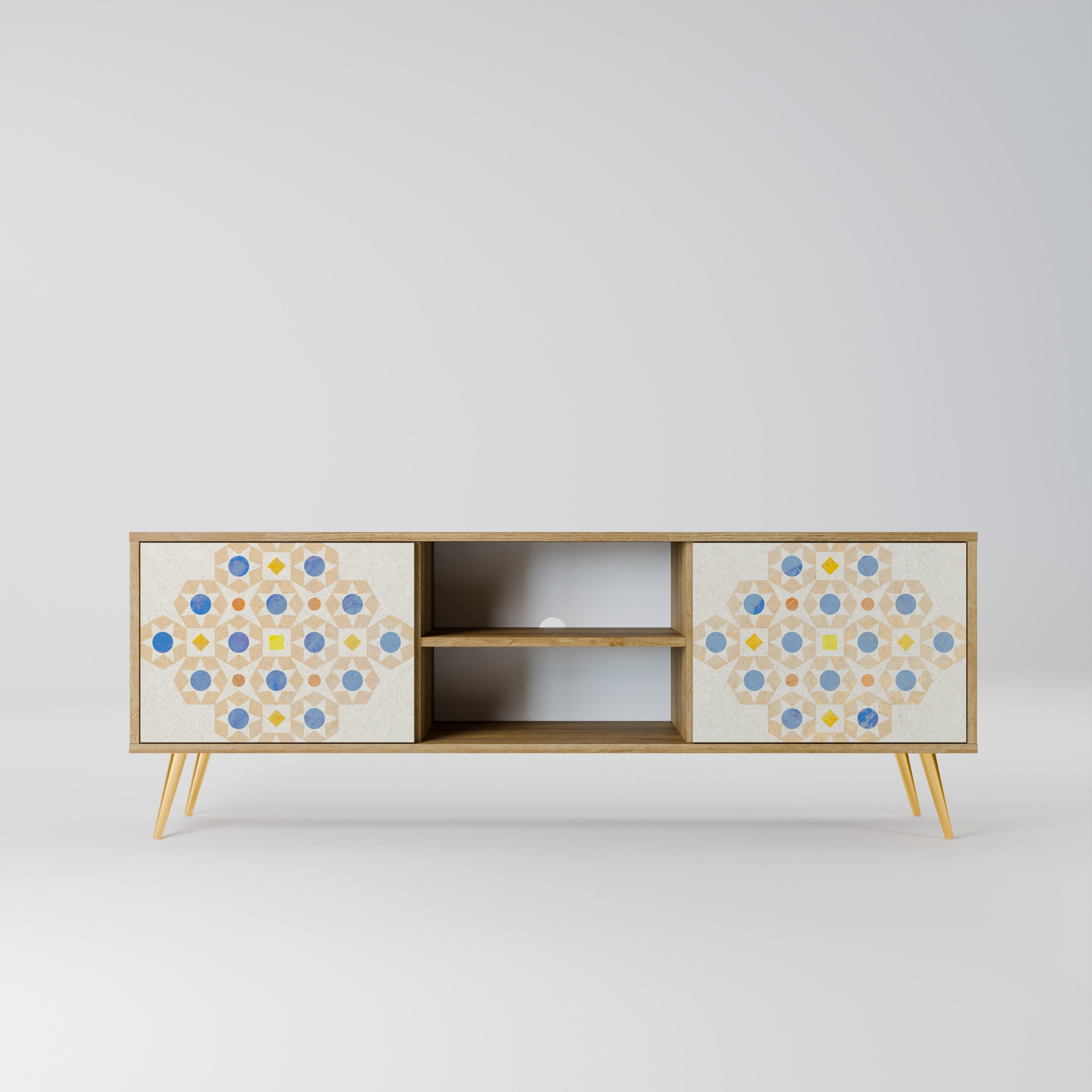 PATTERNED PRISM 2-Door TV Stand in Oak Effect