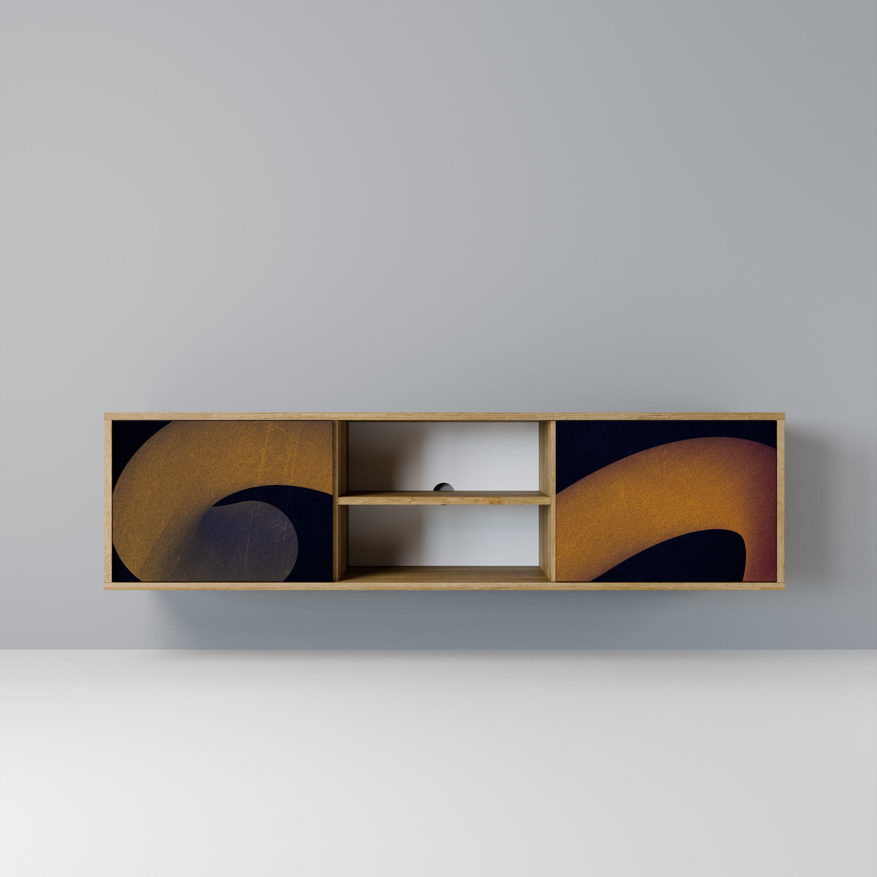 HOLLOW TIME 2-Door TV Stand in Oak Effect