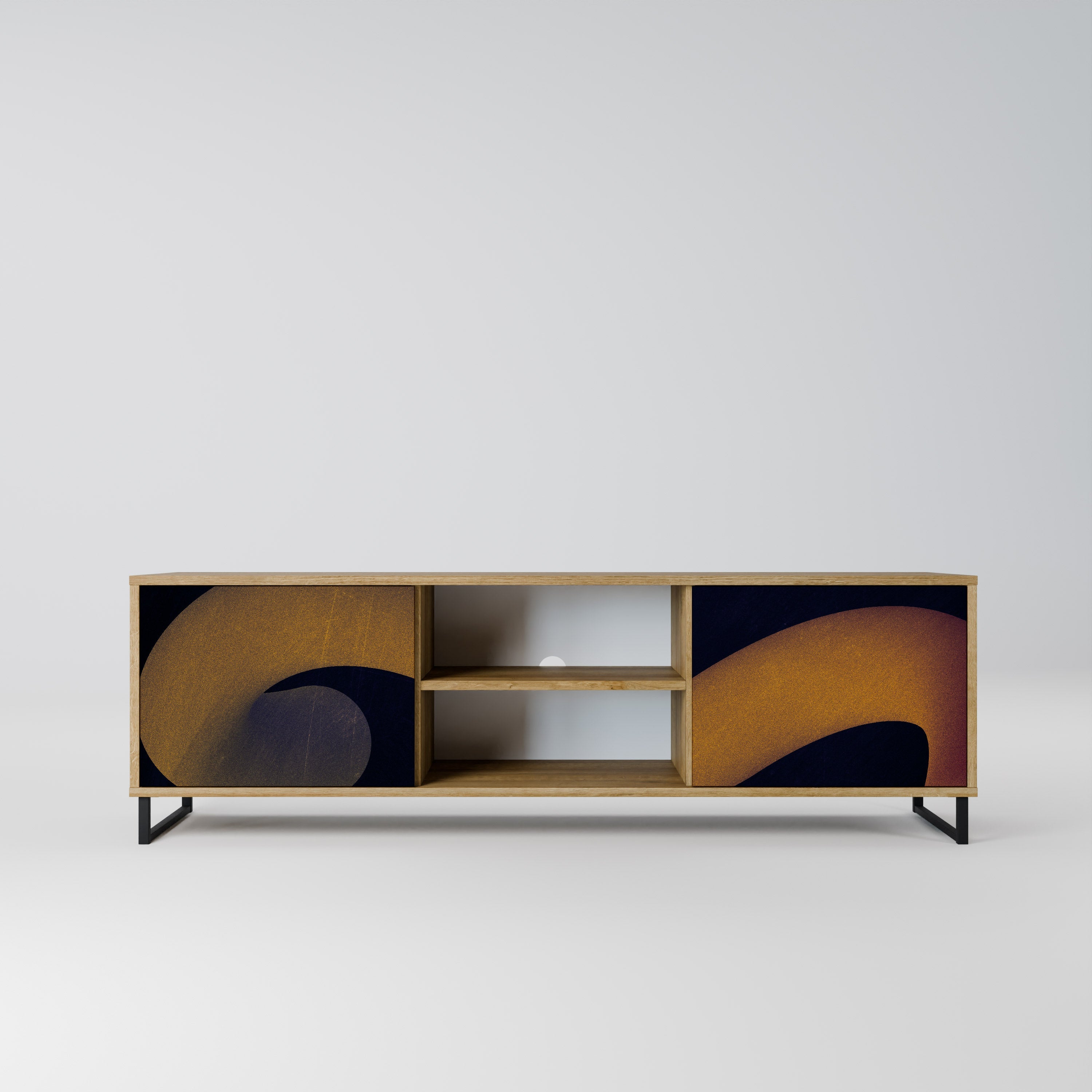 HOLLOW TIME 2-Door TV Stand in Oak Effect