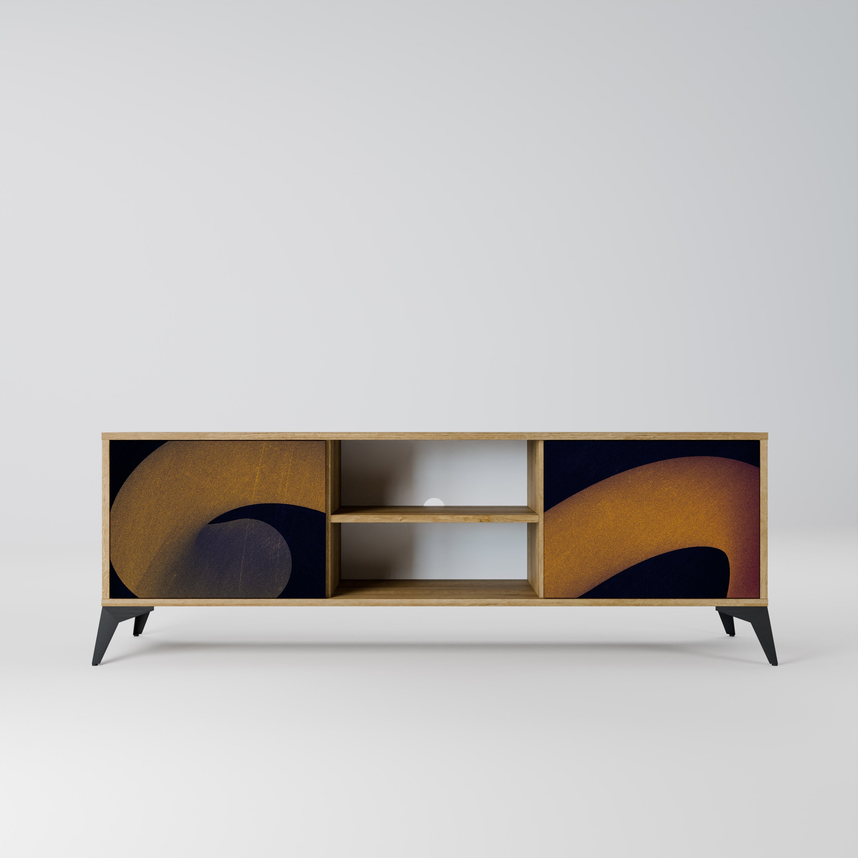 HOLLOW TIME 2-Door TV Stand in Oak Effect