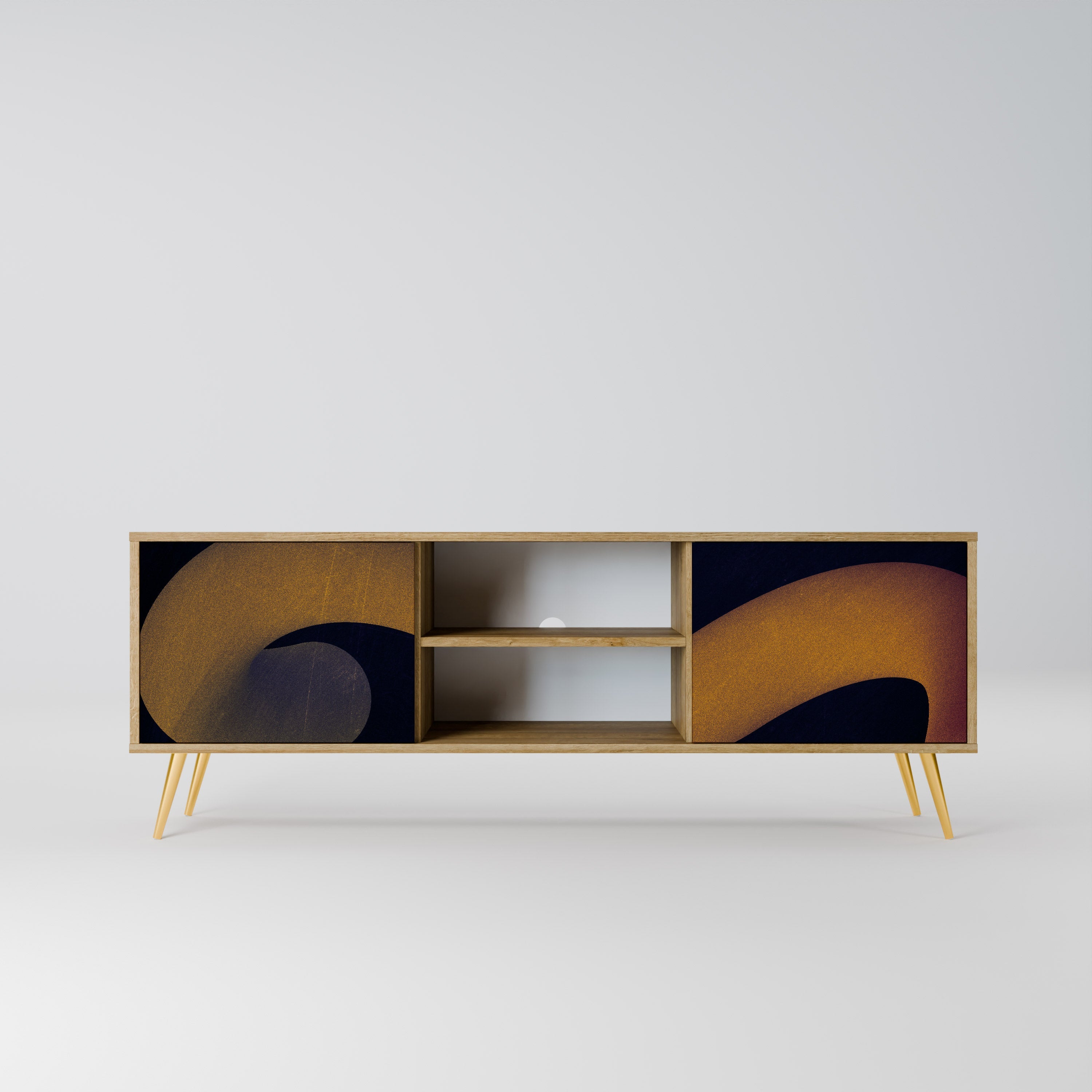 HOLLOW TIME 2-Door TV Stand in Oak Effect