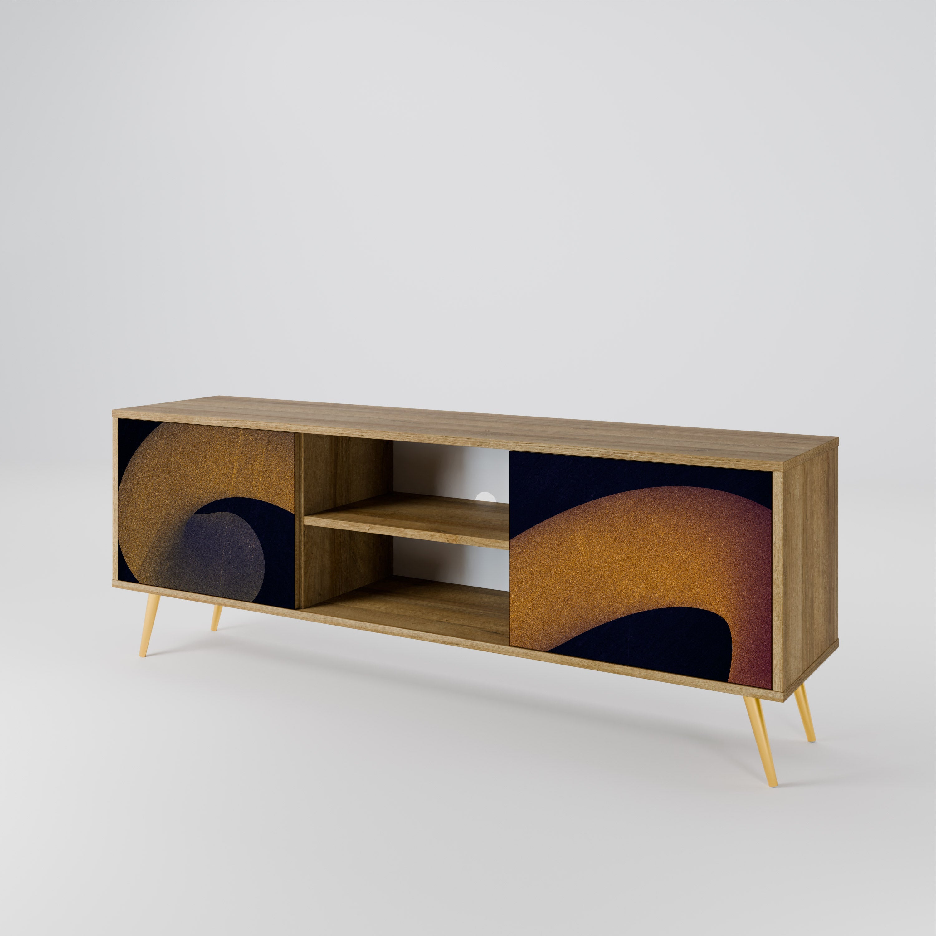 HOLLOW TIME 2-Door TV Stand in Oak Effect