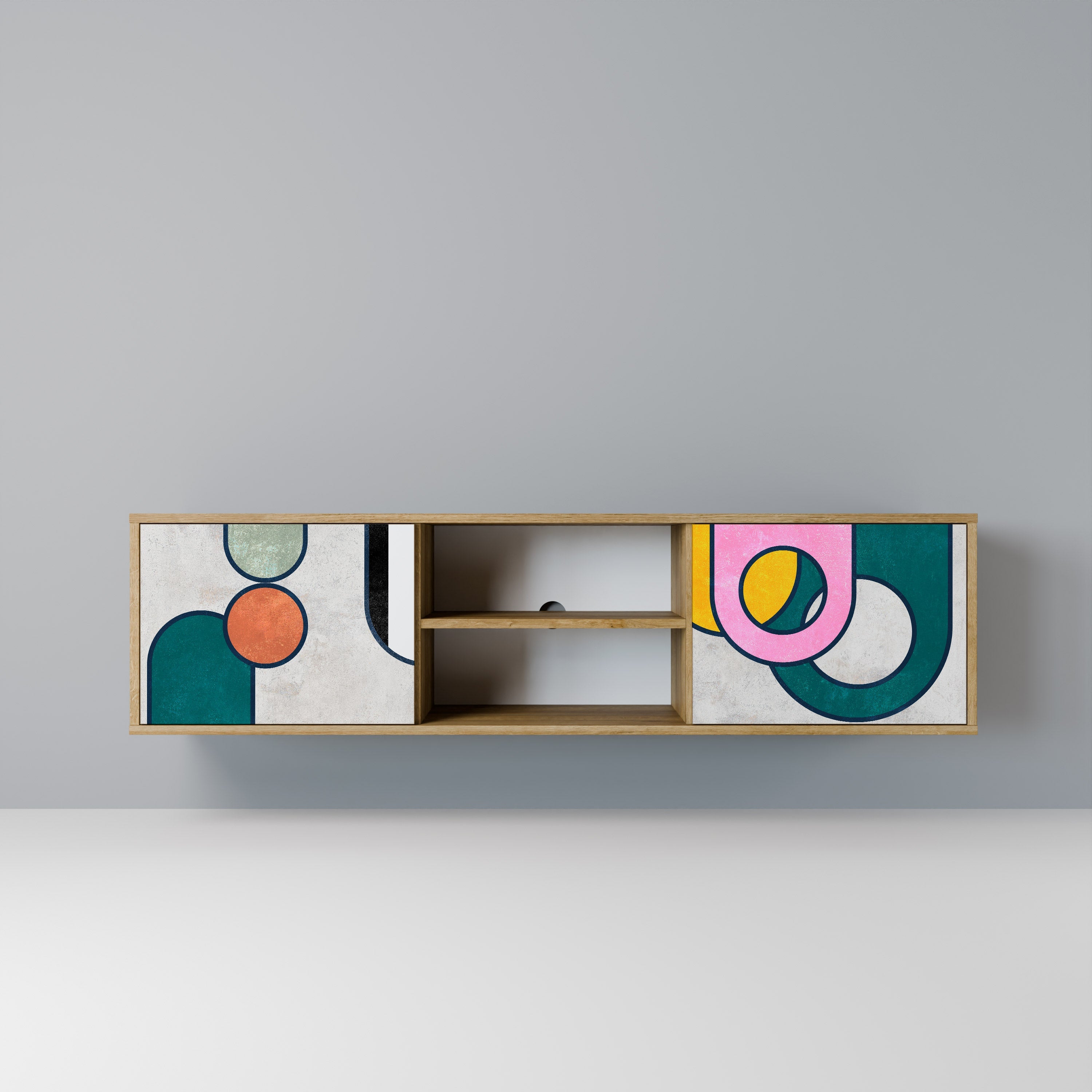 COOL STORY 2-Door TV Stand in Oak Effect