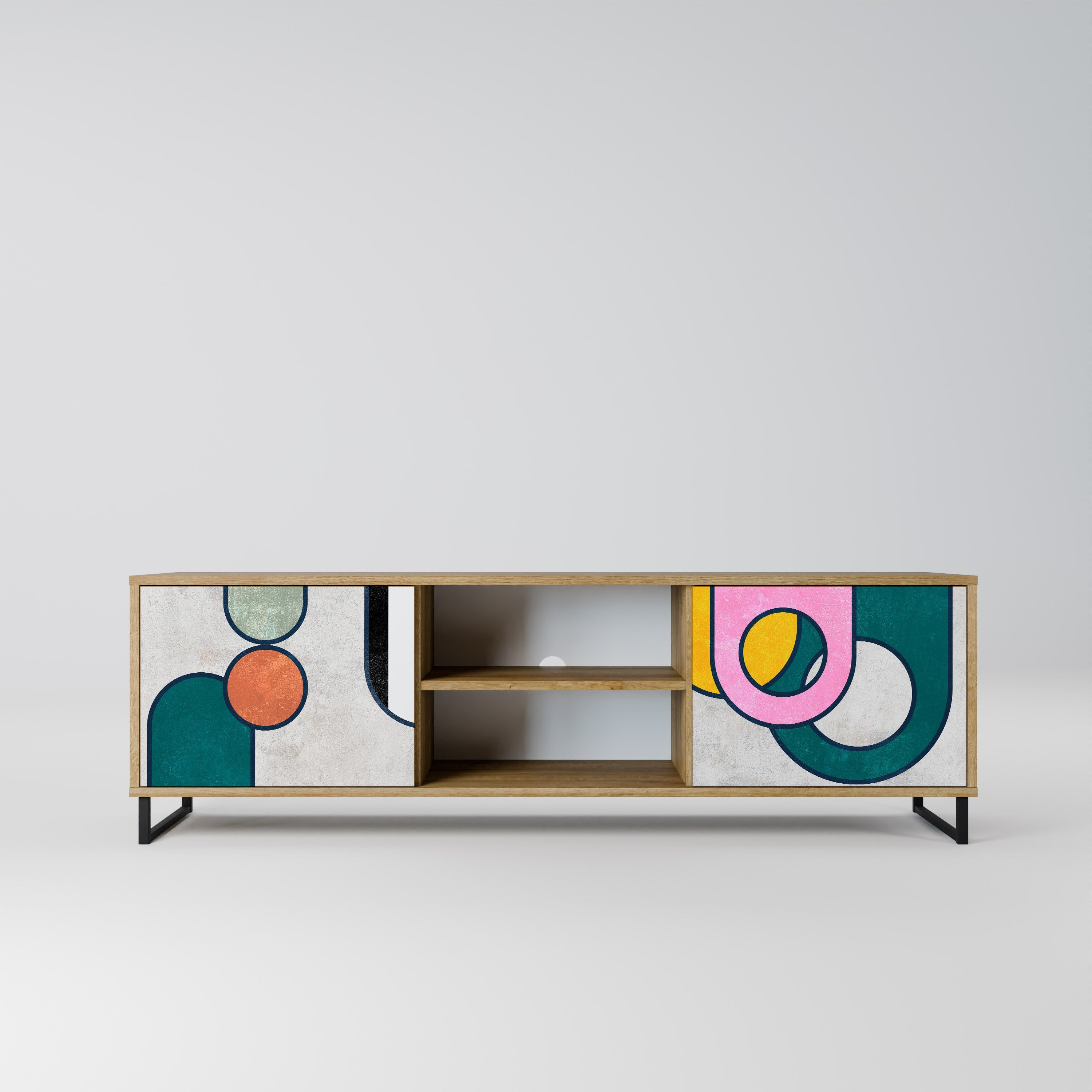 COOL STORY 2-Door TV Stand in Oak Effect