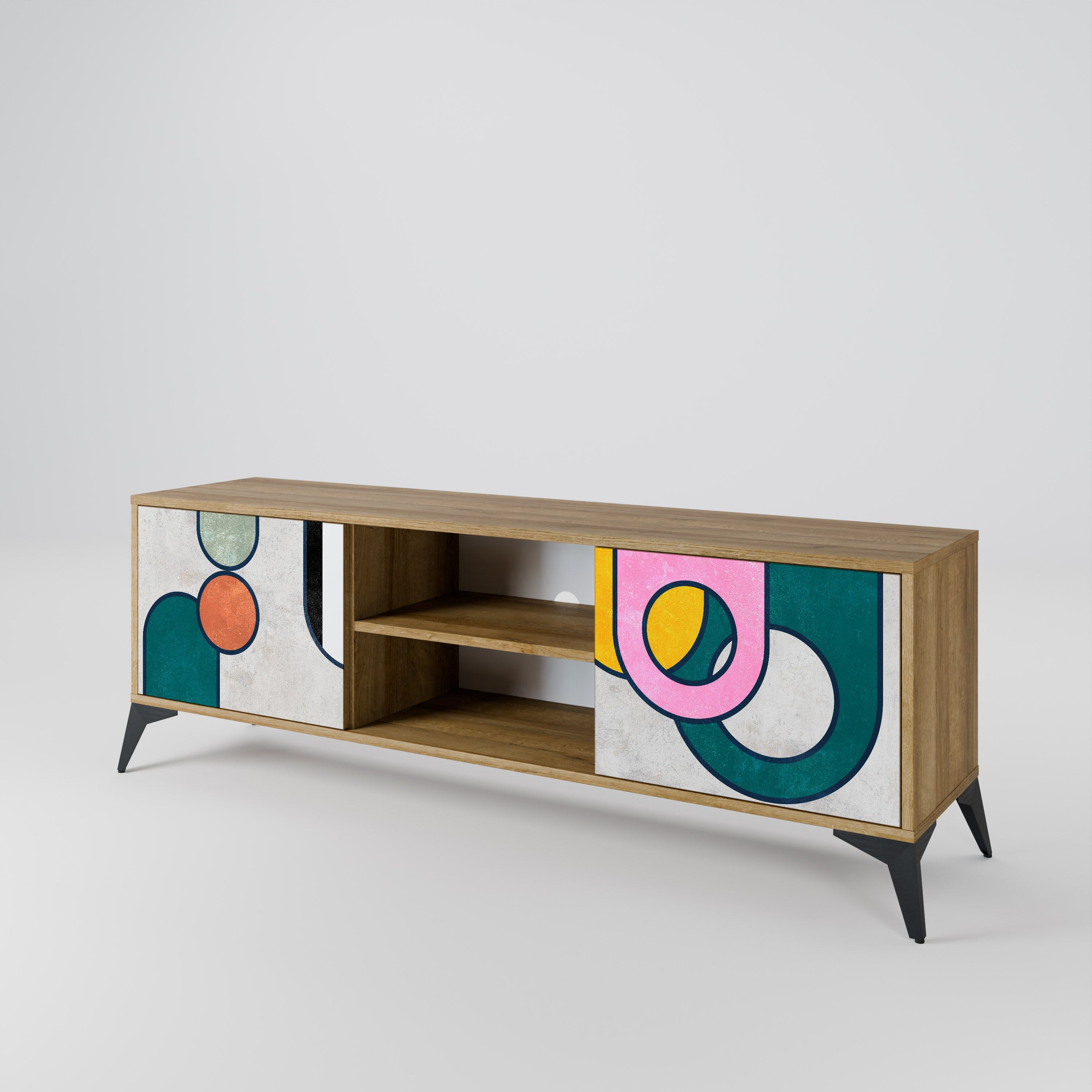 COOL STORY 2-Door TV Stand in Oak Effect