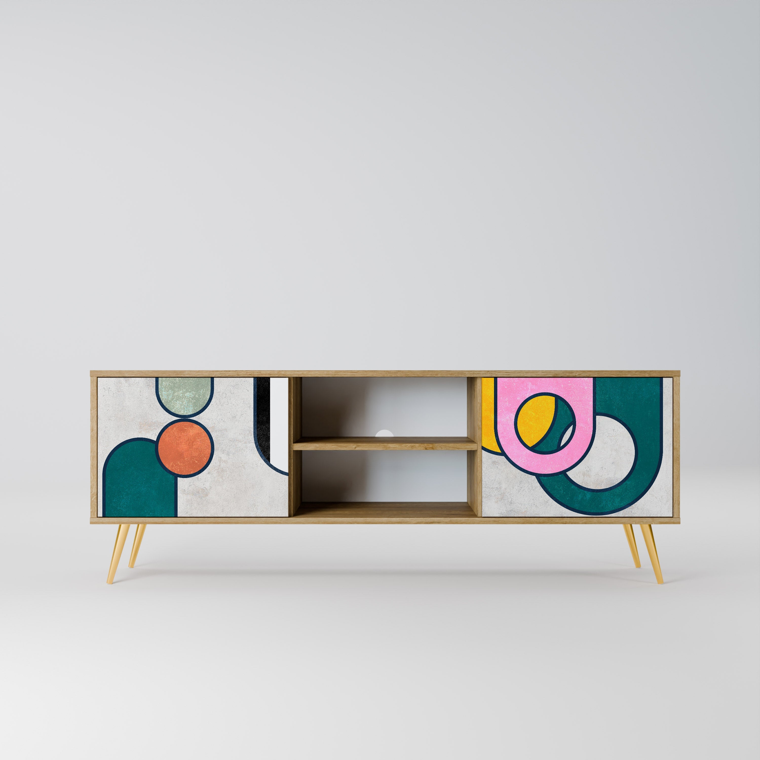 COOL STORY 2-Door TV Stand in Oak Effect