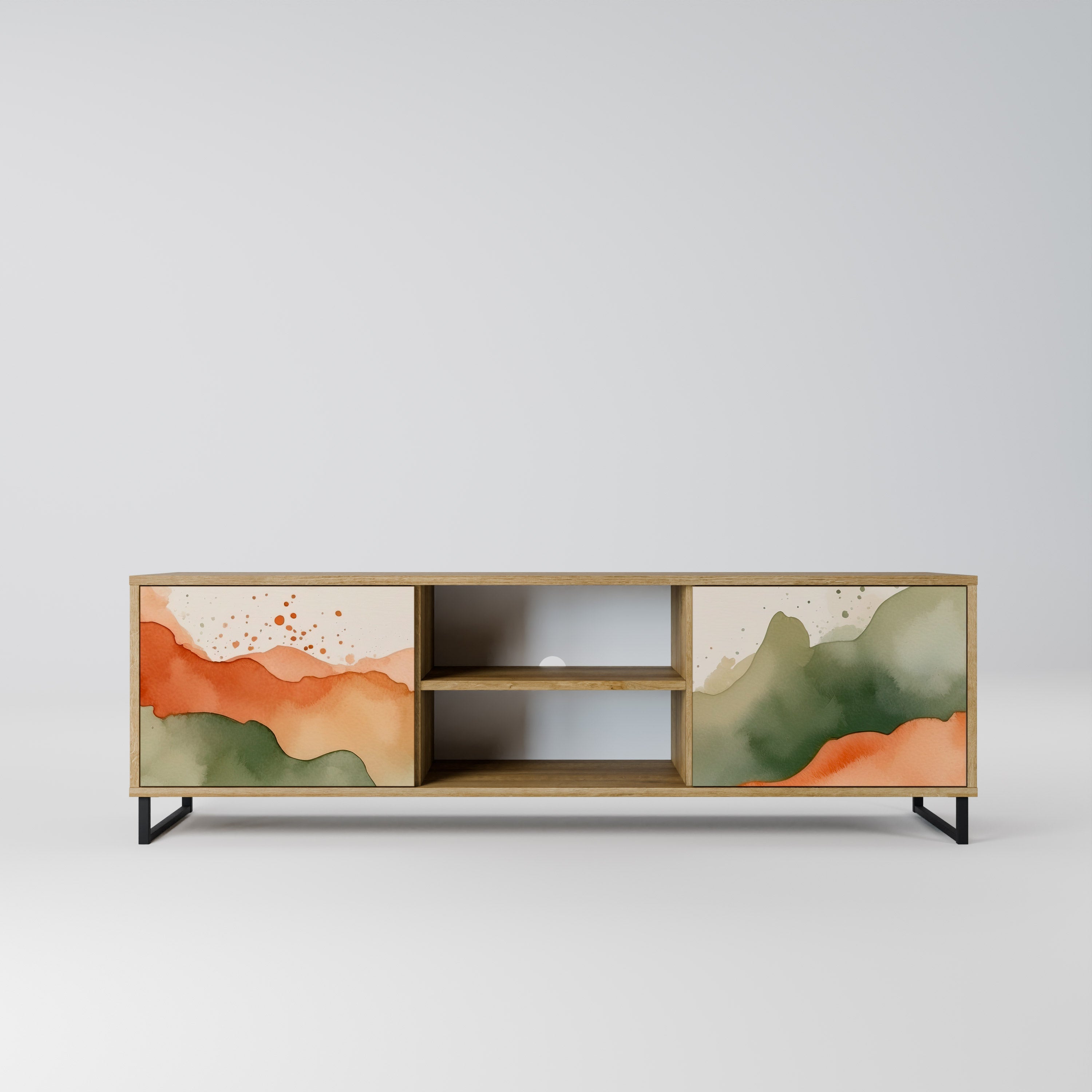 WATERCOLOUR PEAKS 2-Door TV Stand in Oak Effect
