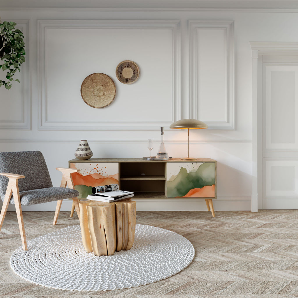 WATERCOLOUR PEAKS 2-Door TV Stand in Oak Effect