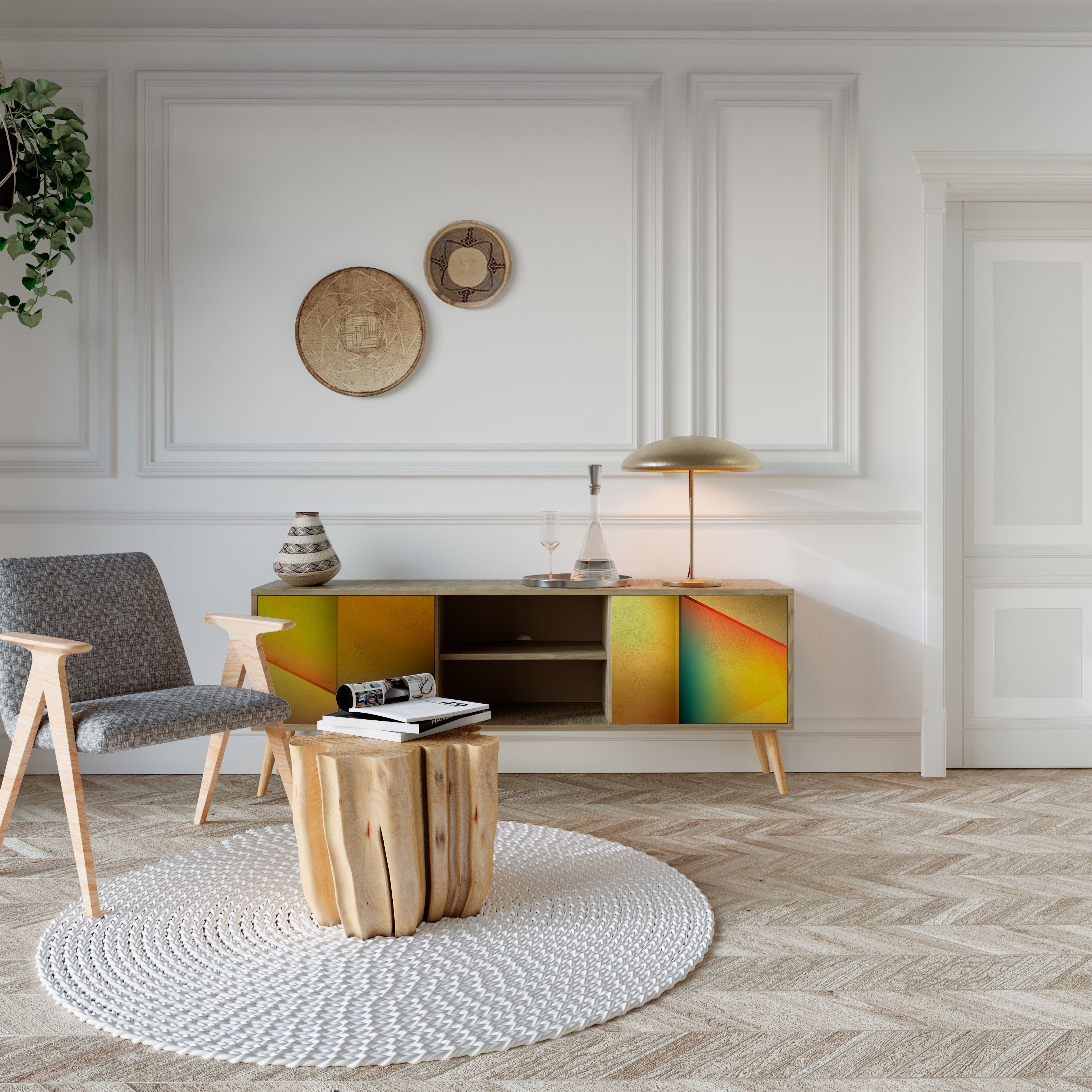 PIERCING SHARPNESS 2-Door TV Stand in Oak Effect