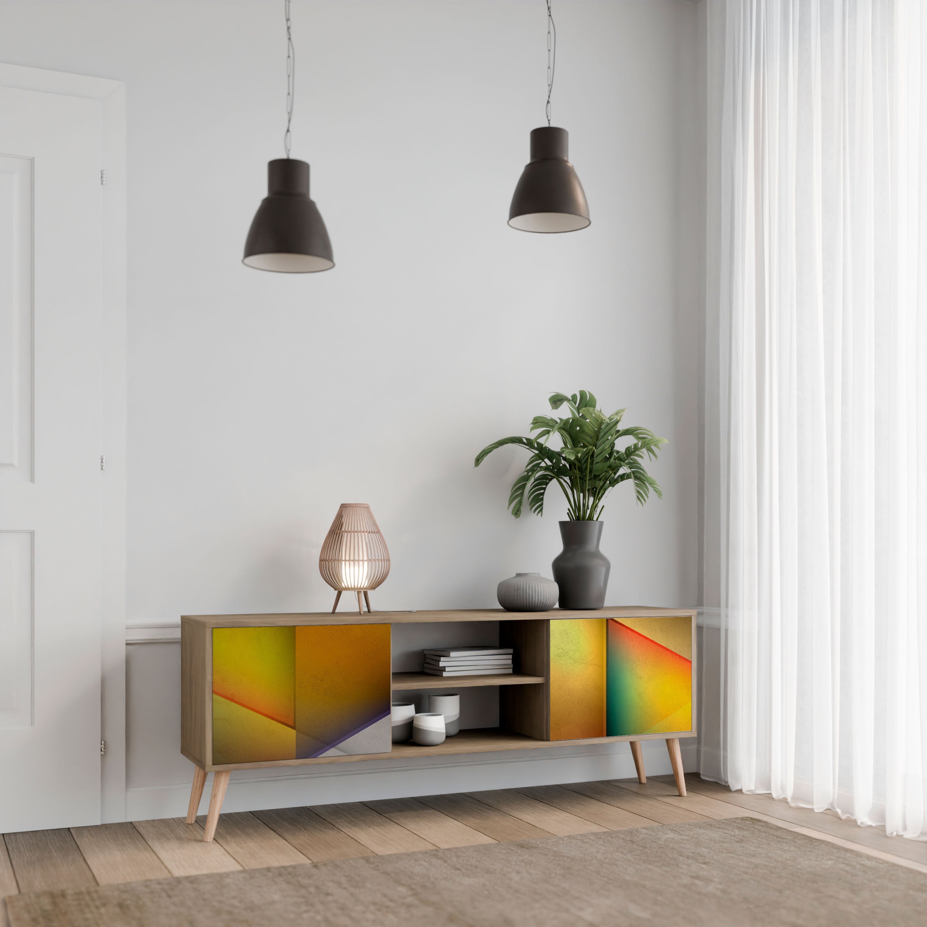 PIERCING SHARPNESS 2-Door TV Stand in Oak Effect