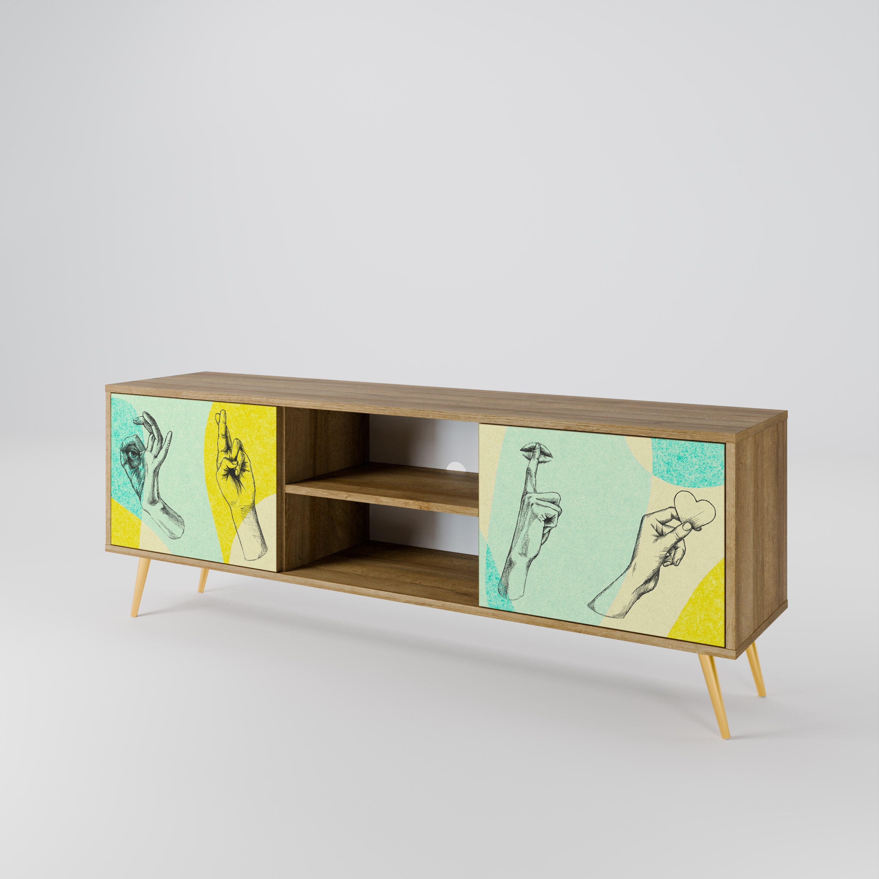 BODY LANGUAGE 2-Door TV Stand in Oak Effect